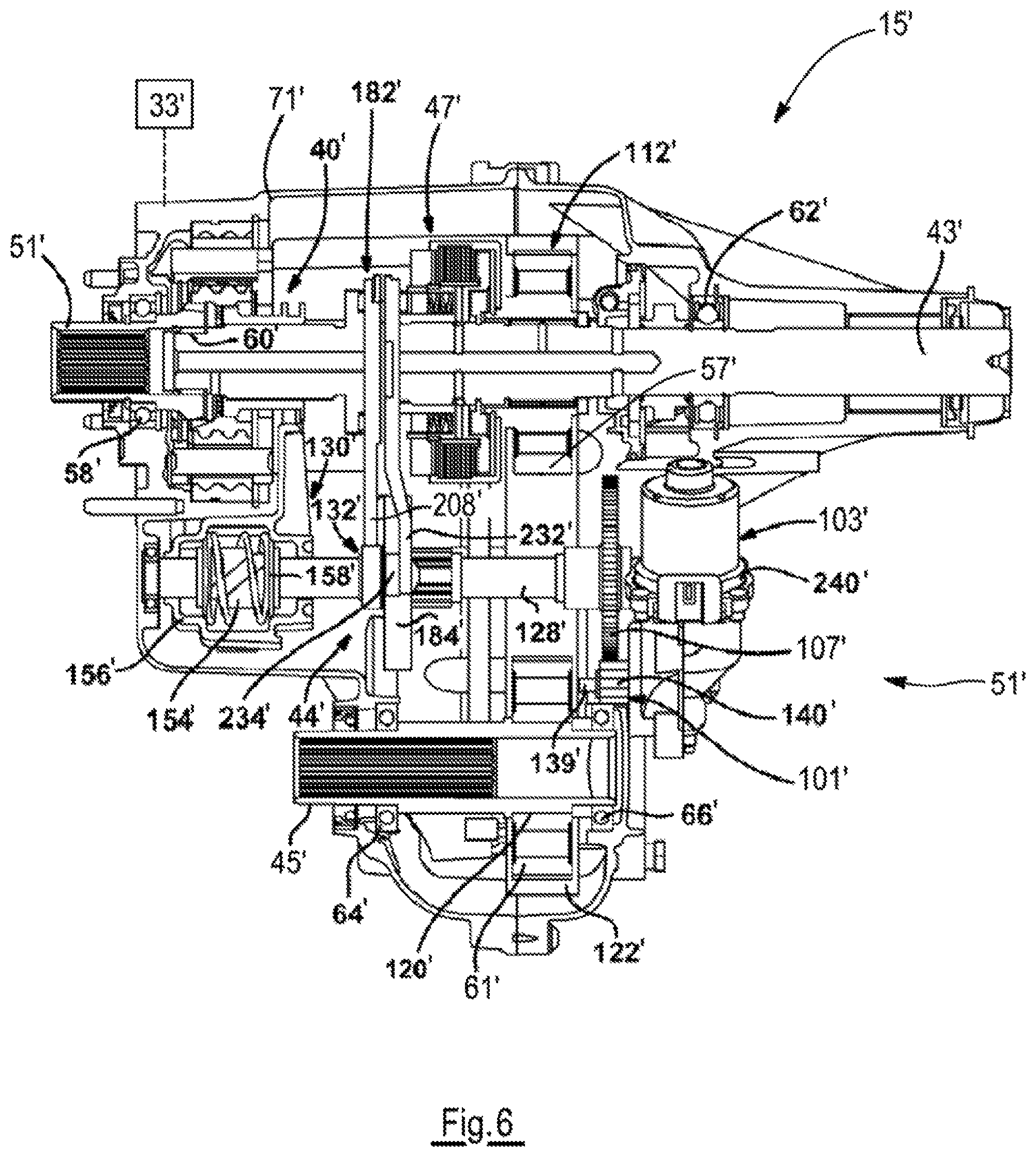 Patent US11780329 Figure 5 – Power transfer assembly with self-locking worm and spur gears