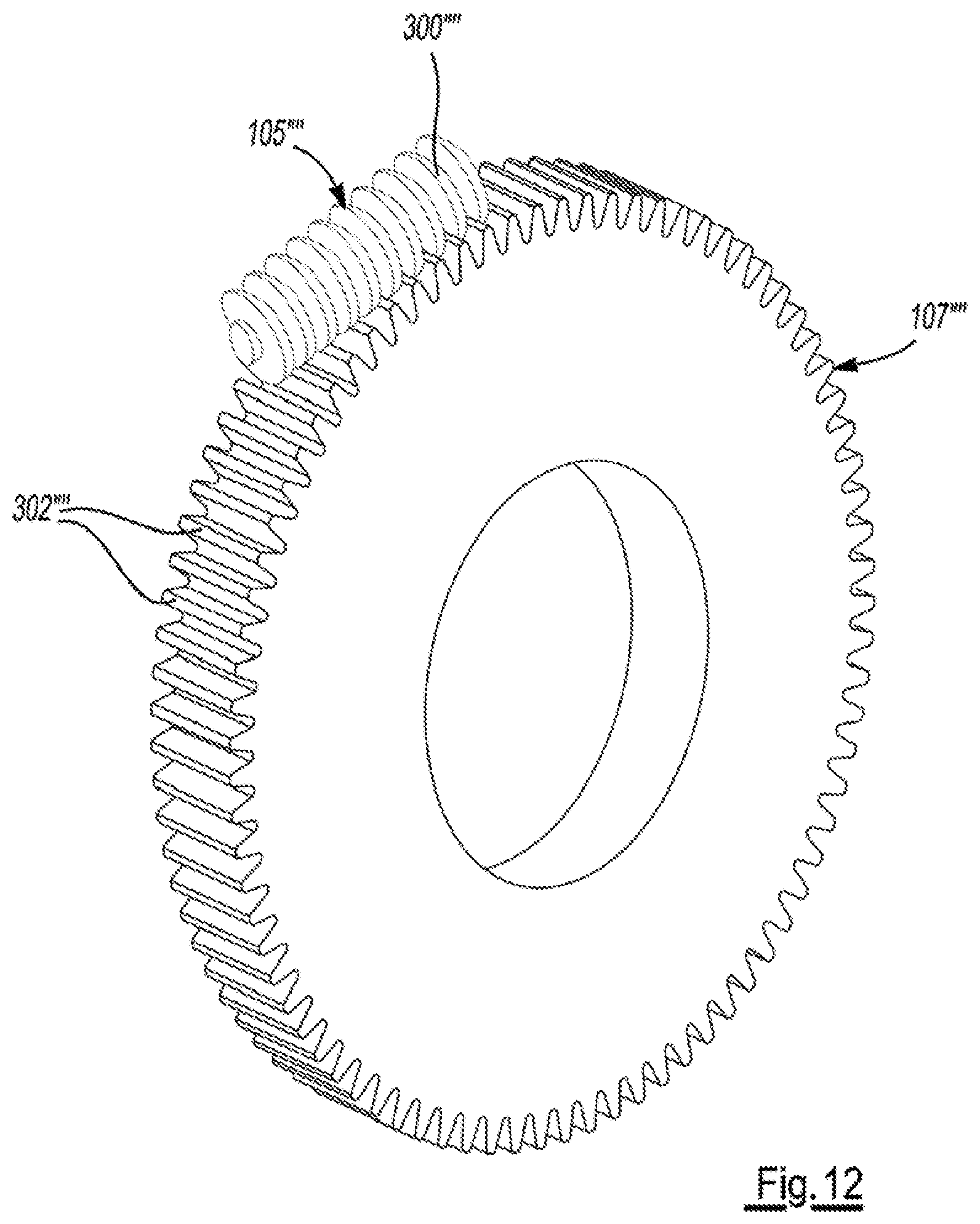 Patent US11780329 Figure 11 – Power transfer assembly with self-locking worm and spur gears