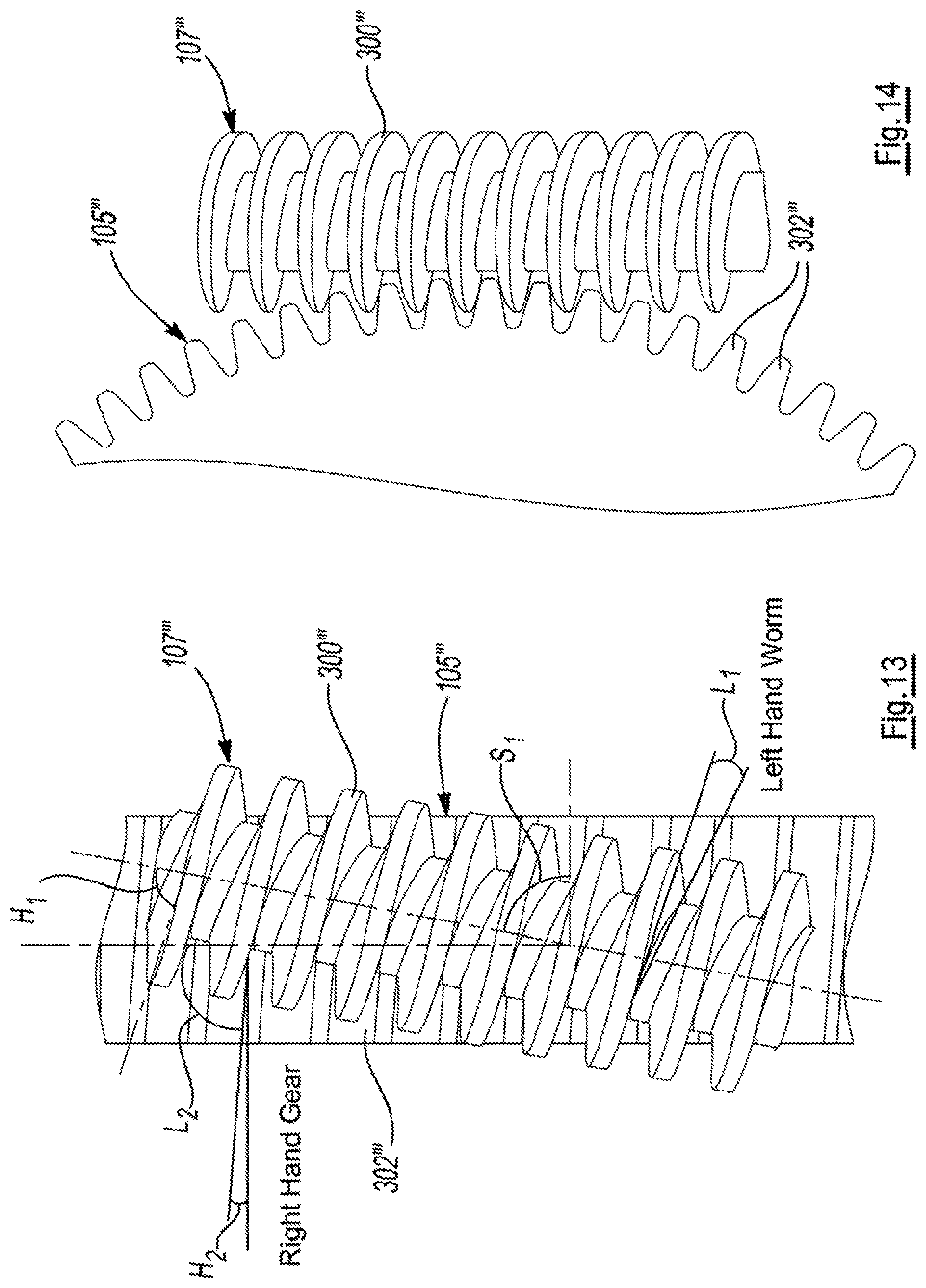 Patent US11780329 Figure 12 – Power transfer assembly with self-locking worm and spur gears