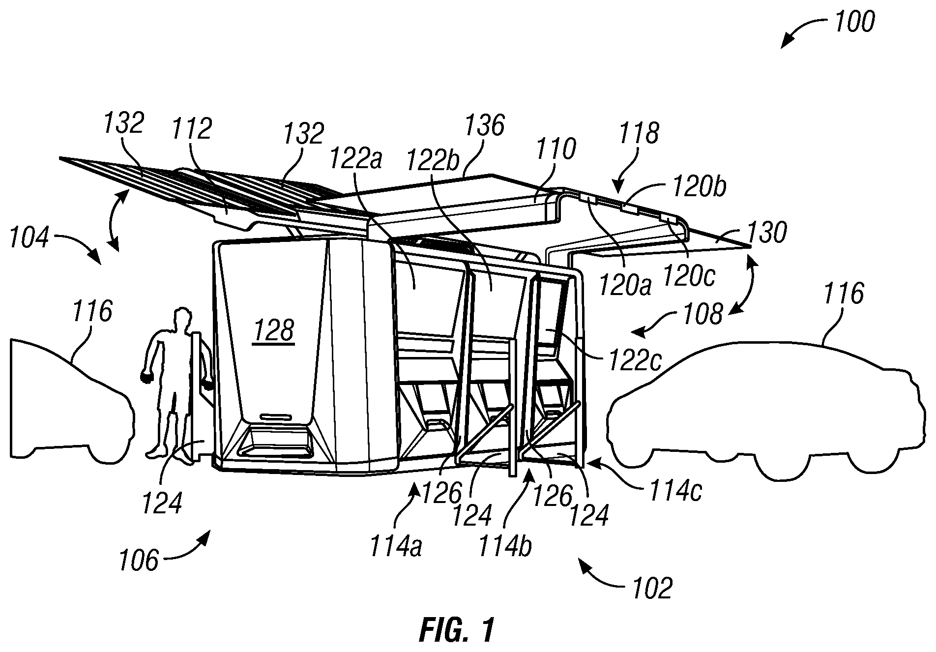 Patent US11780343 — Mobile EV charging station — Figure 1
