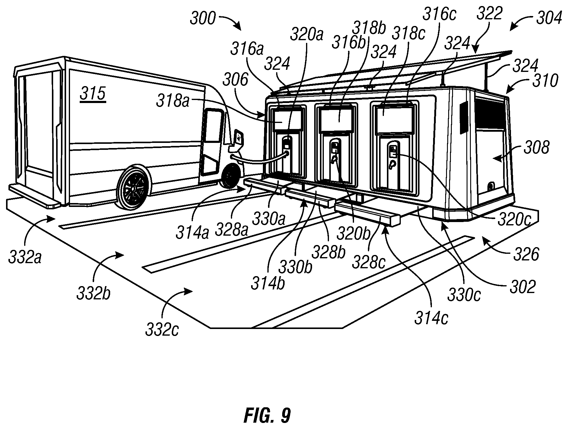 Patent US11780343 Figure 7 – Mobile EV charging station