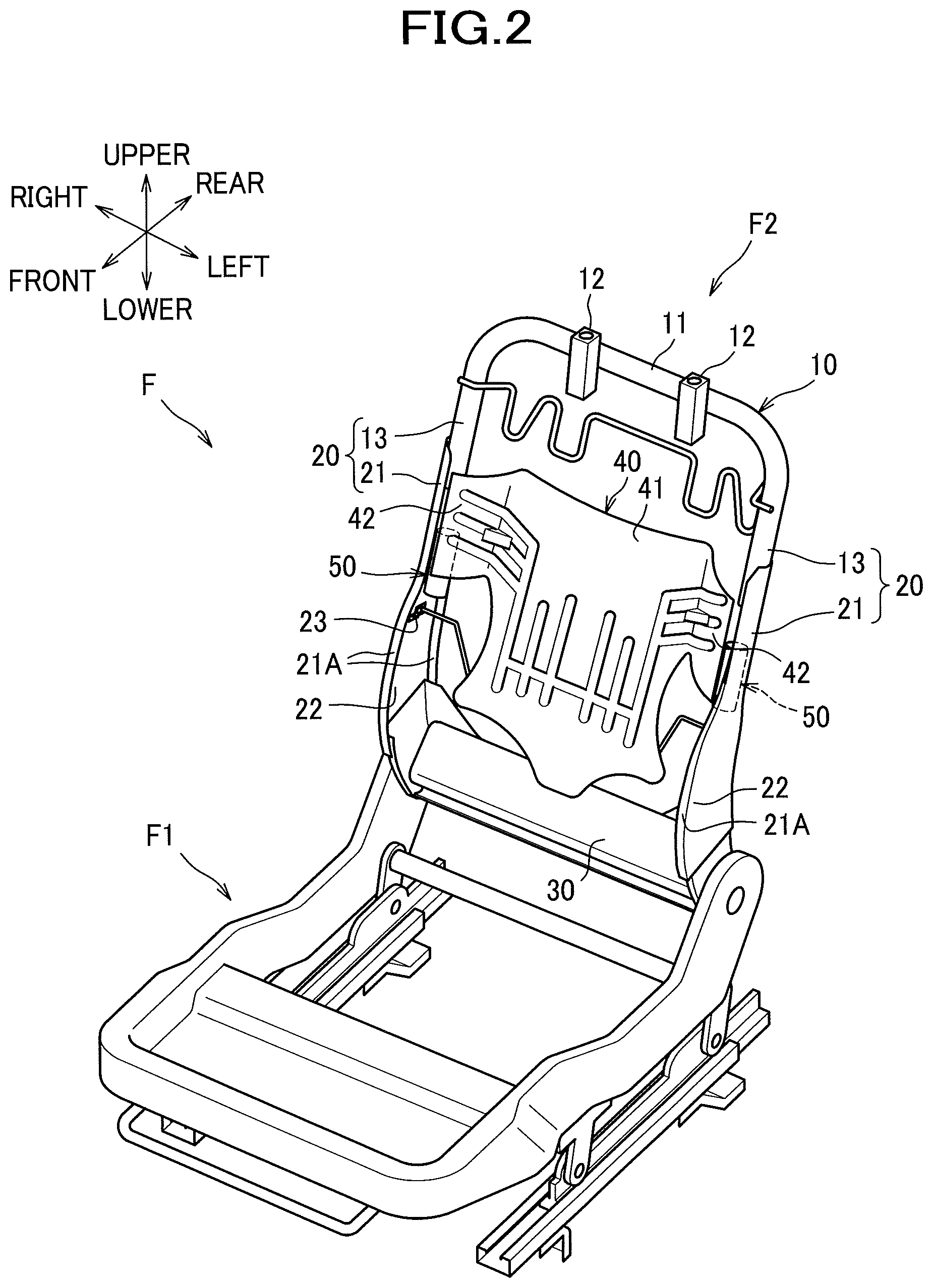 Patent US11780352 Figure 2 – Vehicle seat