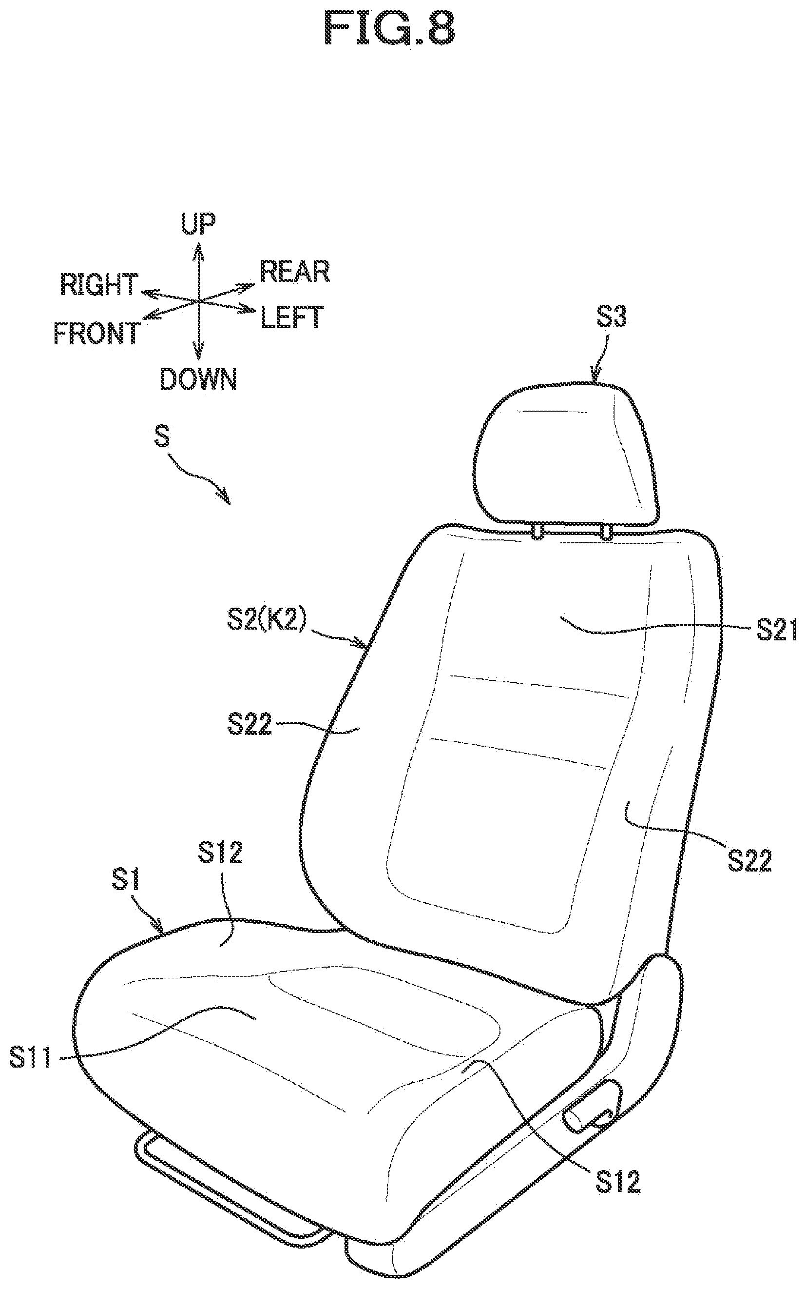 Patent US11780353 Figure 8 – Vehicle seat