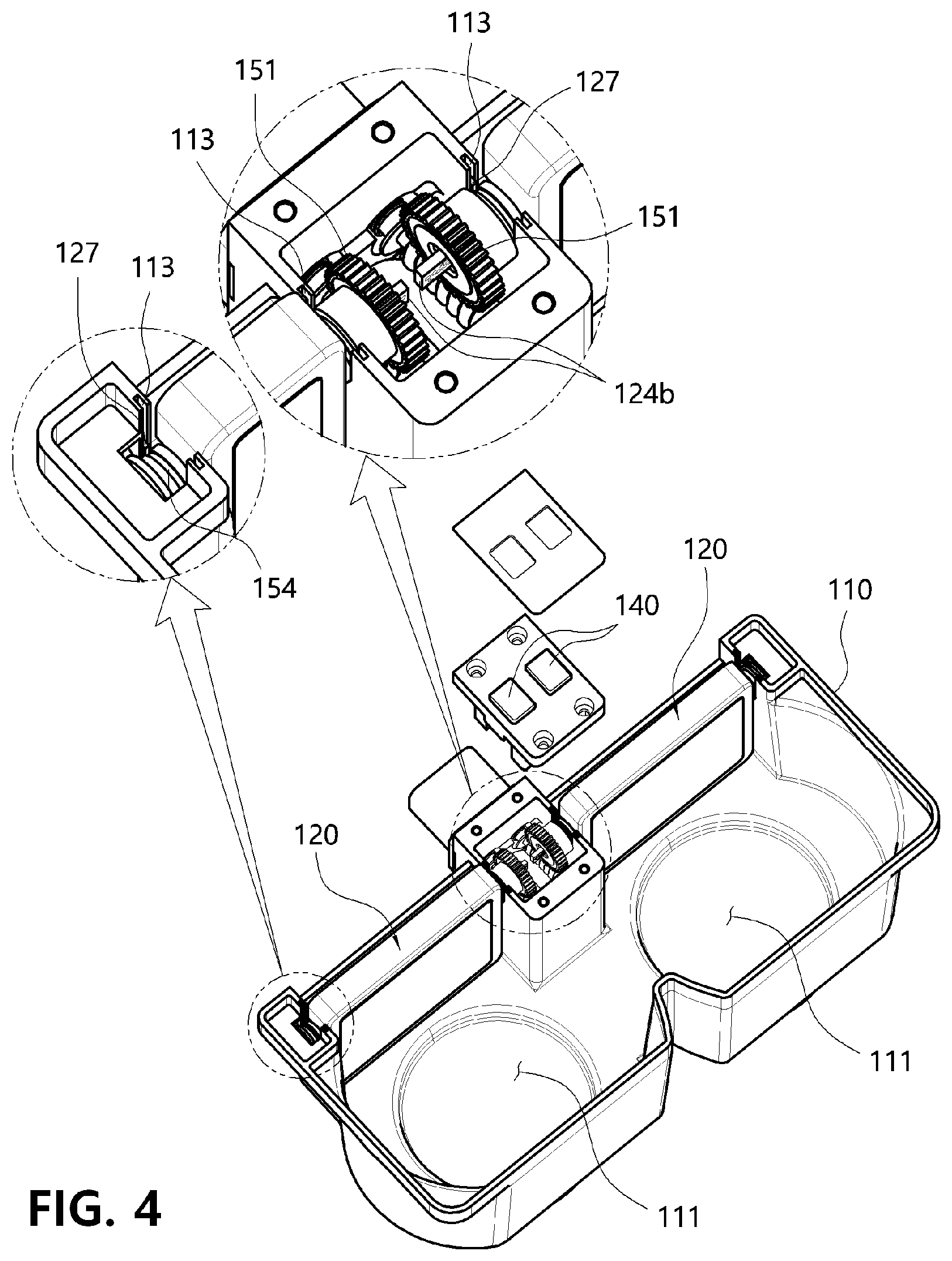Patent US11780357 Figure 4 – Vehicle cup holder allowing wireless charging