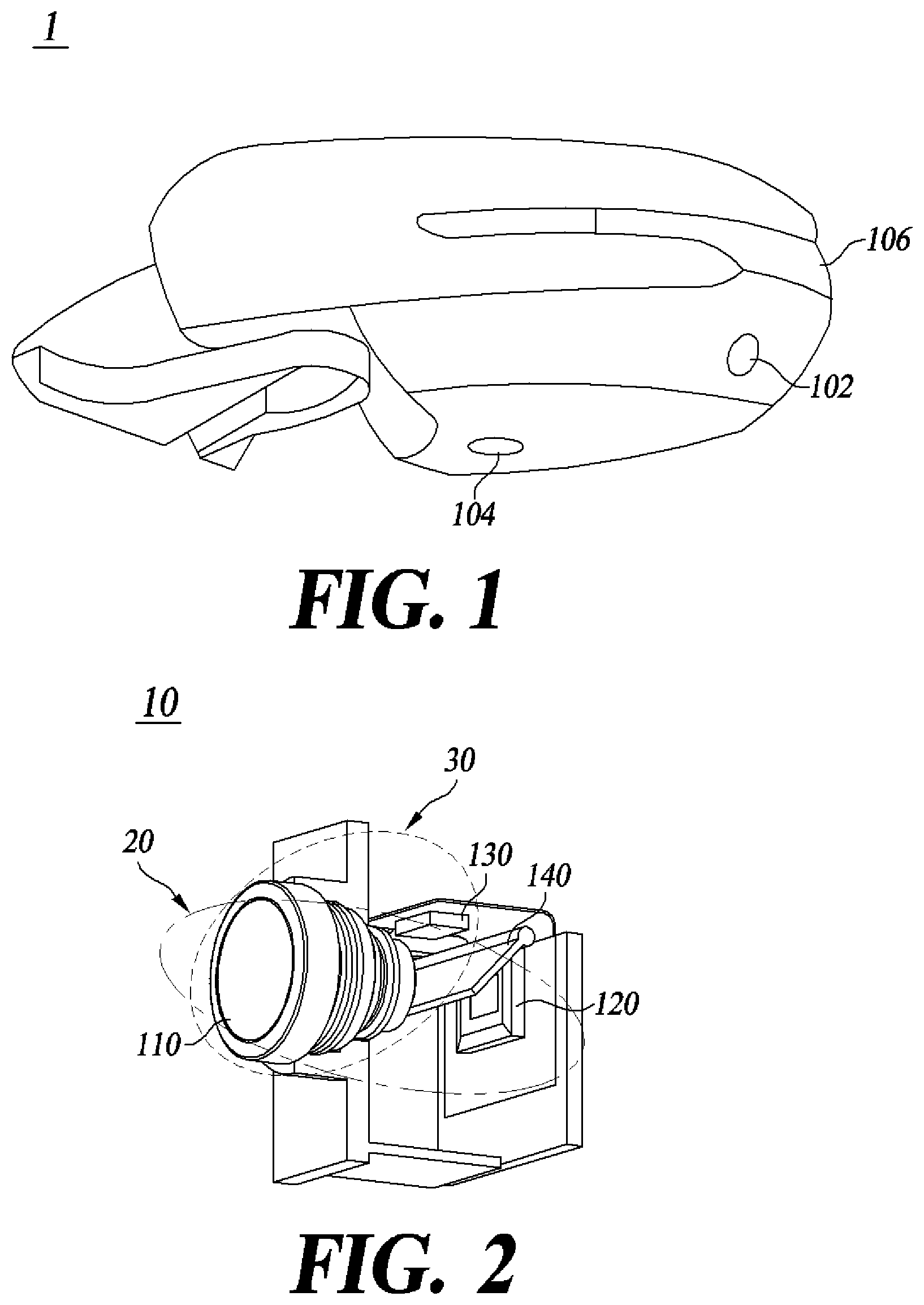 Patent US11780360 Figure 1 – Camera-puddle lamp integrated apparatus and side mirror including the same