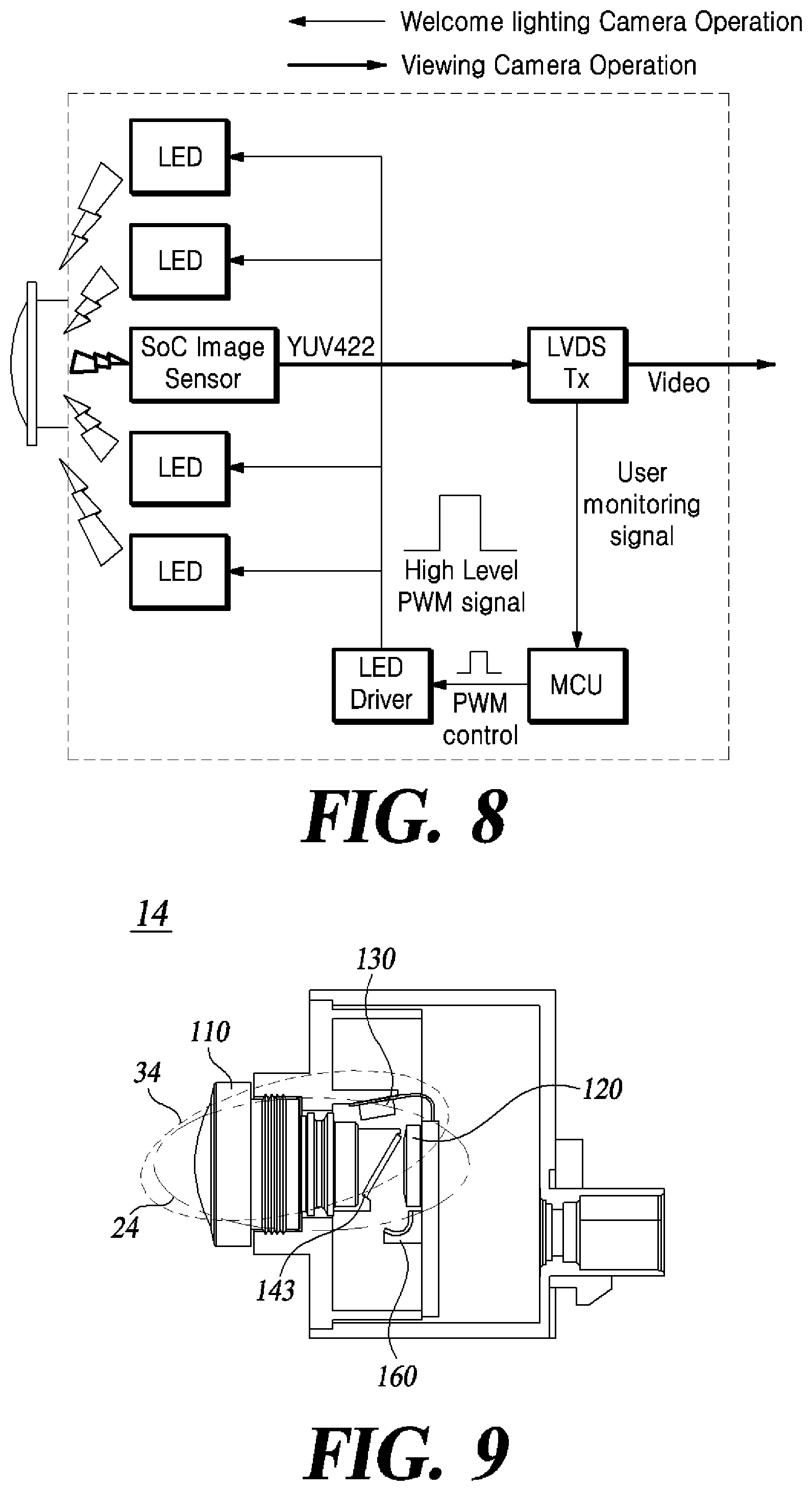 Patent US11780360 Figure 7 – Camera-puddle lamp integrated apparatus and side mirror including the same