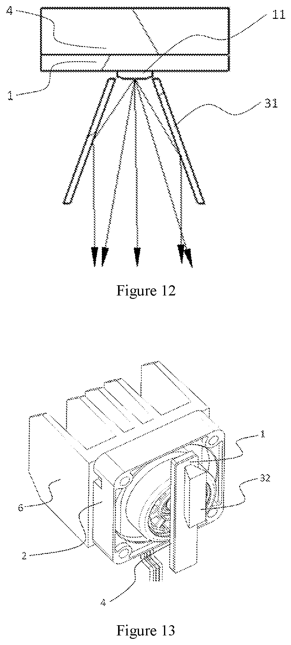 Patent US11780362 Figure 6 – Vehicle having a visible and non-visible lighting projection device with a light source mounted on a rotary actuator
