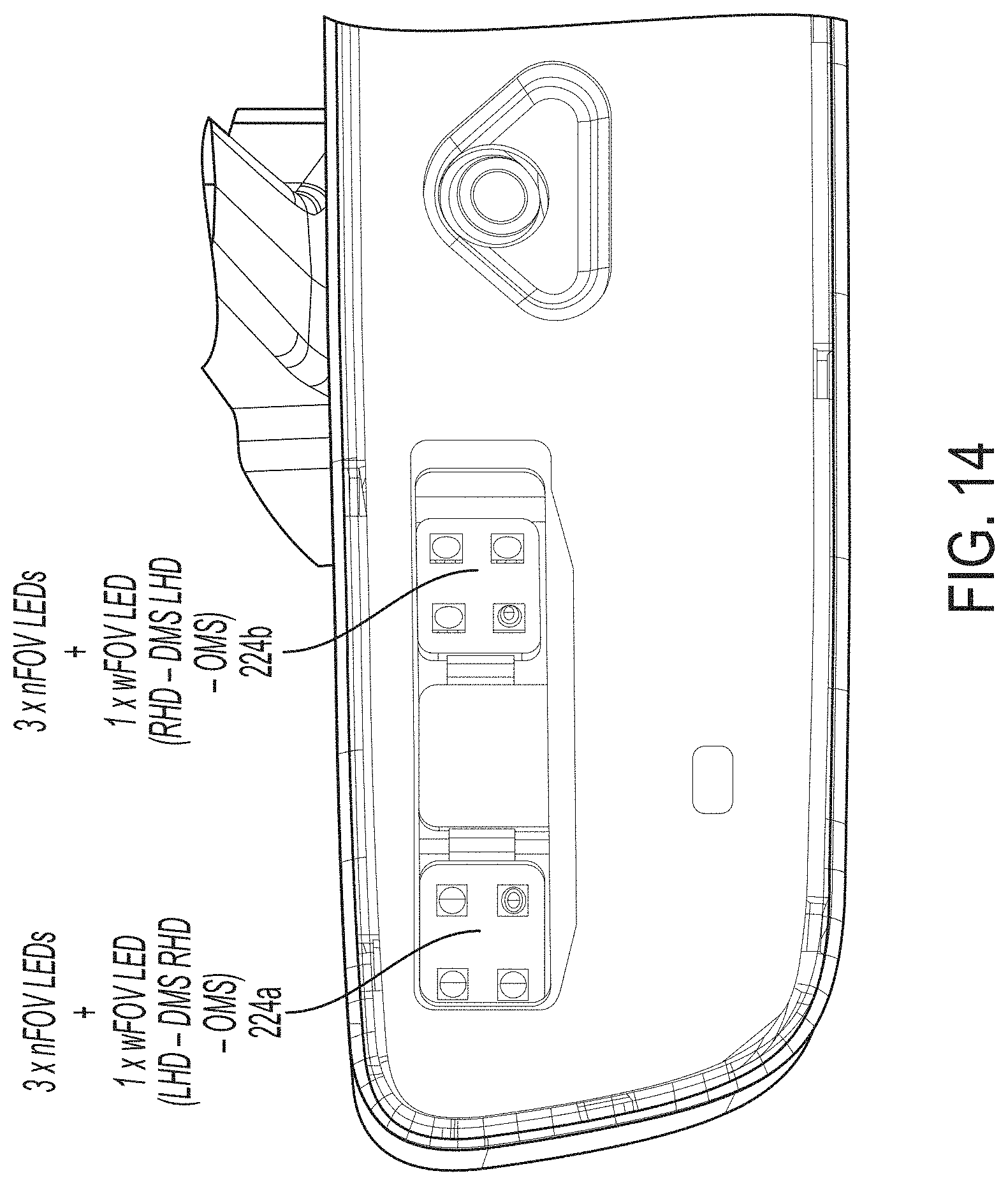 Patent US11780372 Figure 10 – Vehicular driver monitoring system with driver monitoring camera and near IR light emitter at interior rearview mirror assembly
