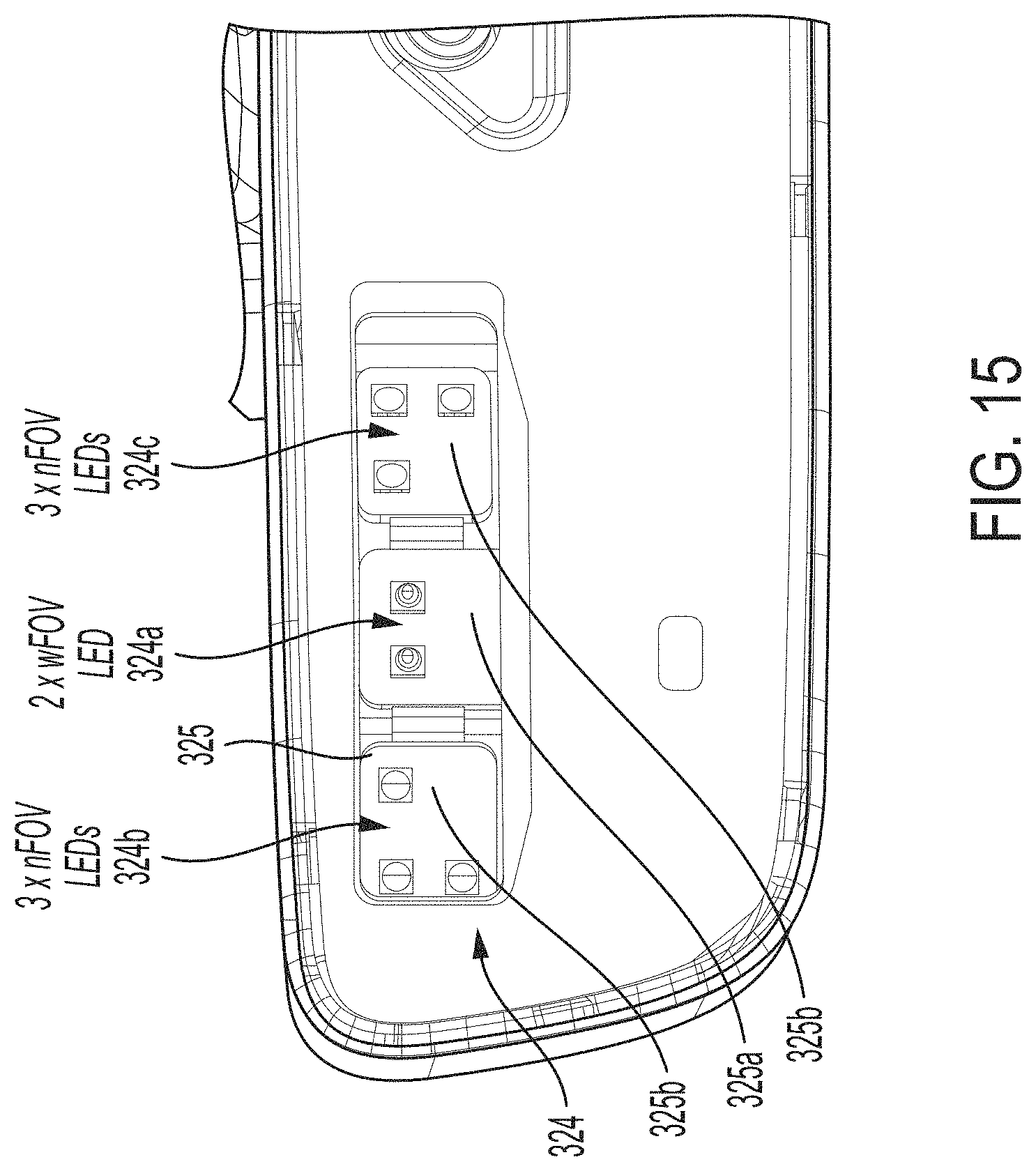 Patent US11780372 Figure 11 – Vehicular driver monitoring system with driver monitoring camera and near IR light emitter at interior rearview mirror assembly