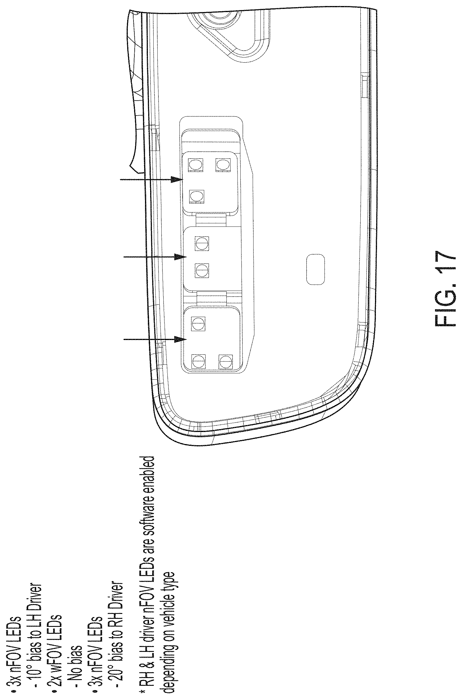 Patent US11780372 Figure 13 – Vehicular driver monitoring system with driver monitoring camera and near IR light emitter at interior rearview mirror assembly