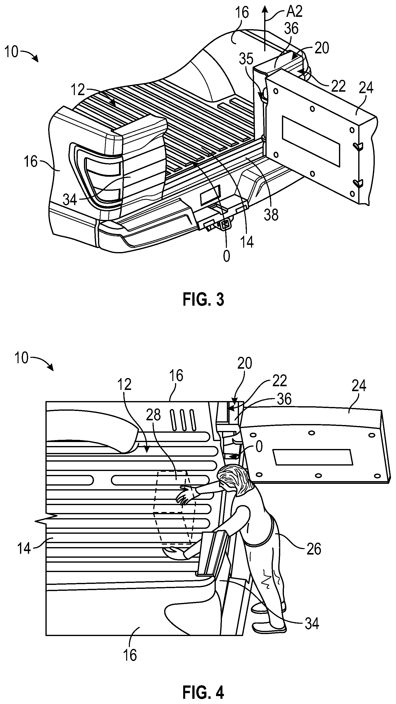 Patent US11780373 Figure 2 – Systems for accessing cargo spaces on vehicles equipped with a tailgate assembly