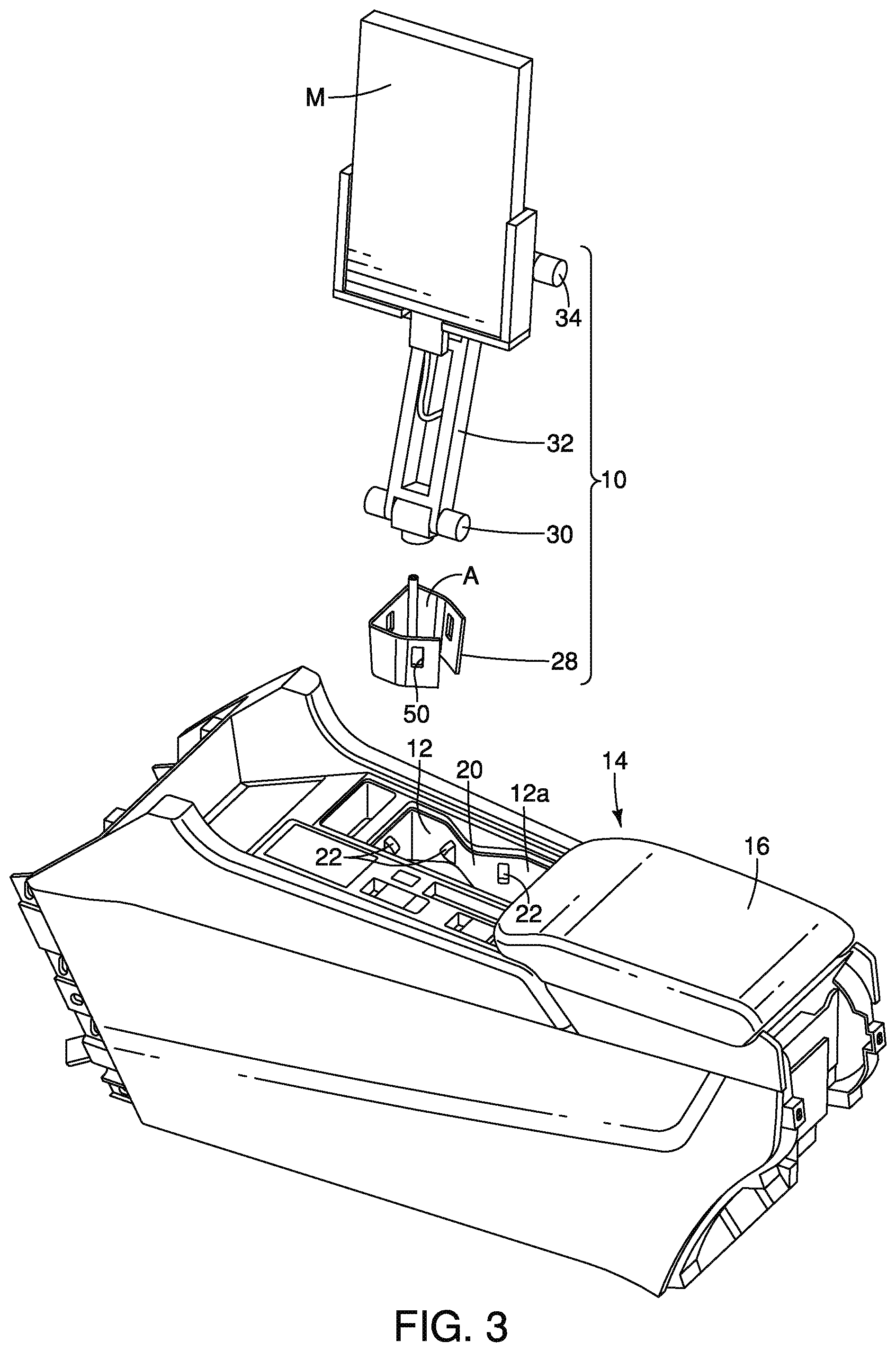 Patent US11780374 Figure 2 – Vehicle mobile device holder assembly