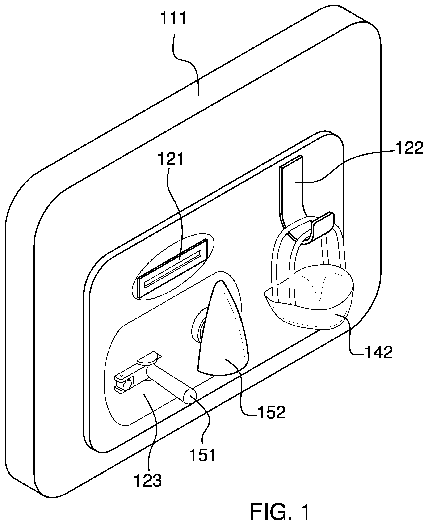 Patent US11780376 Figure 1 – Vehicular sanitary product dispenser