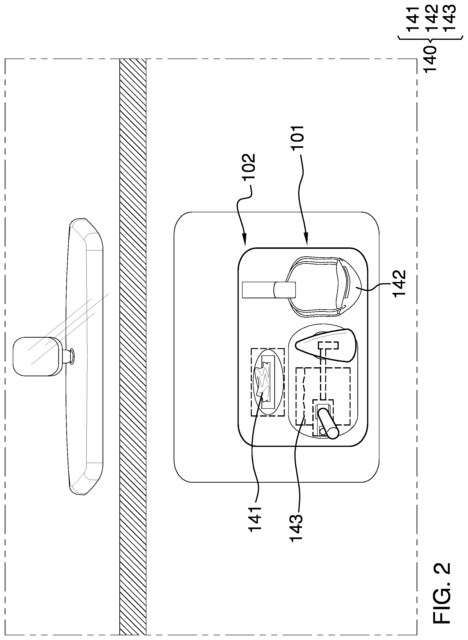 Patent US11780376 Figure 2 – Vehicular sanitary product dispenser