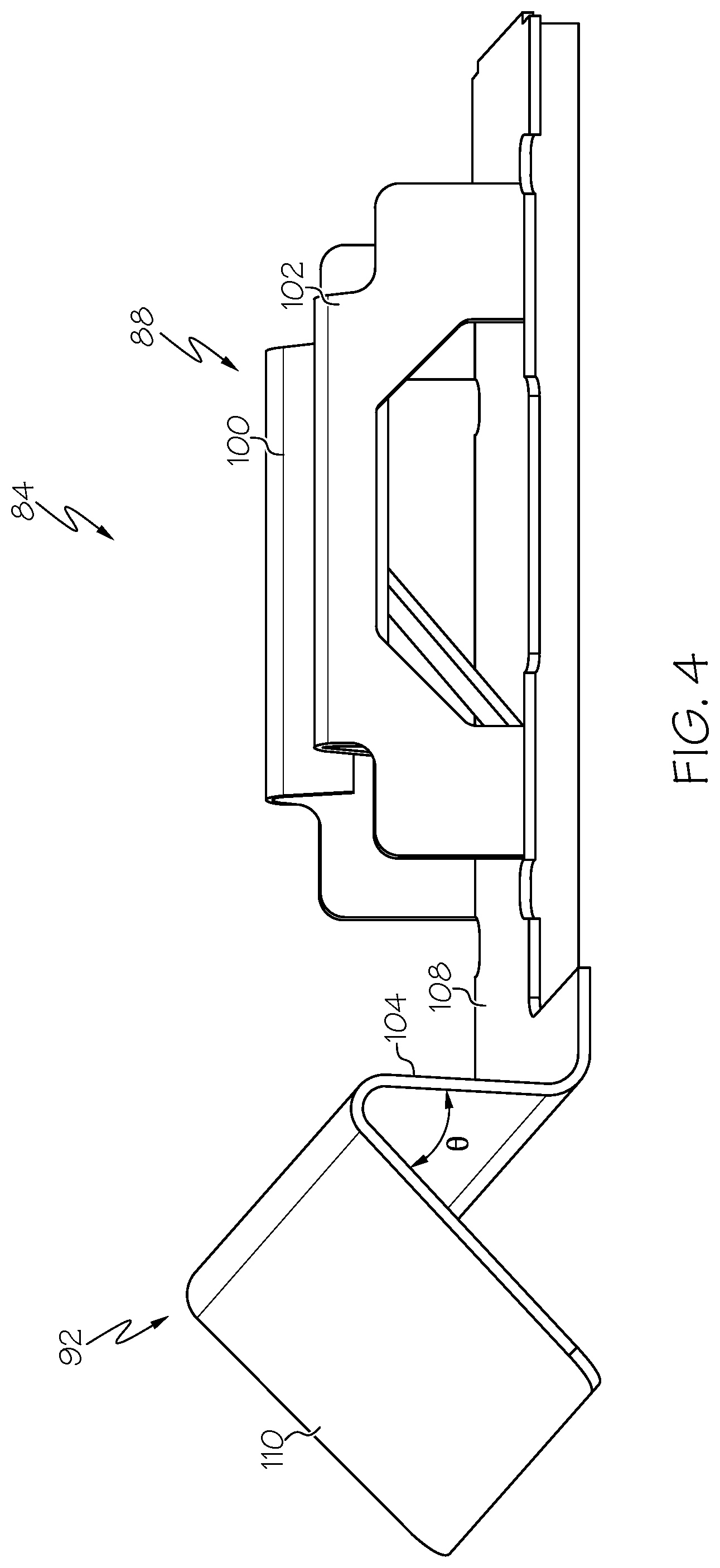 Patent US11780377 Figure 4 – Mounting brackets packaged within roof ditch channels of vehicles
