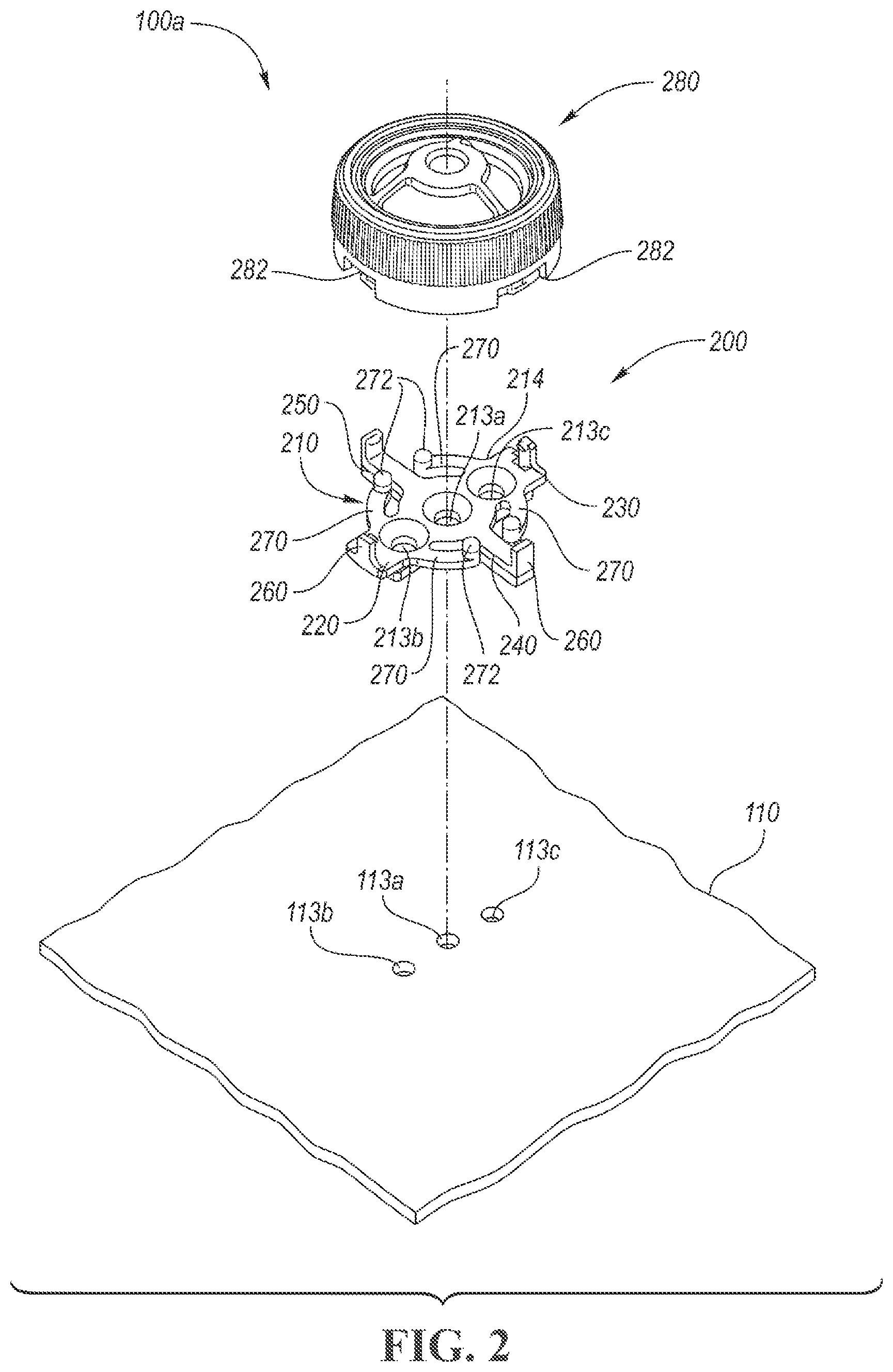 Patent US11780378 Figure 2 – Tweeter flush, surface, and starfish mount installation