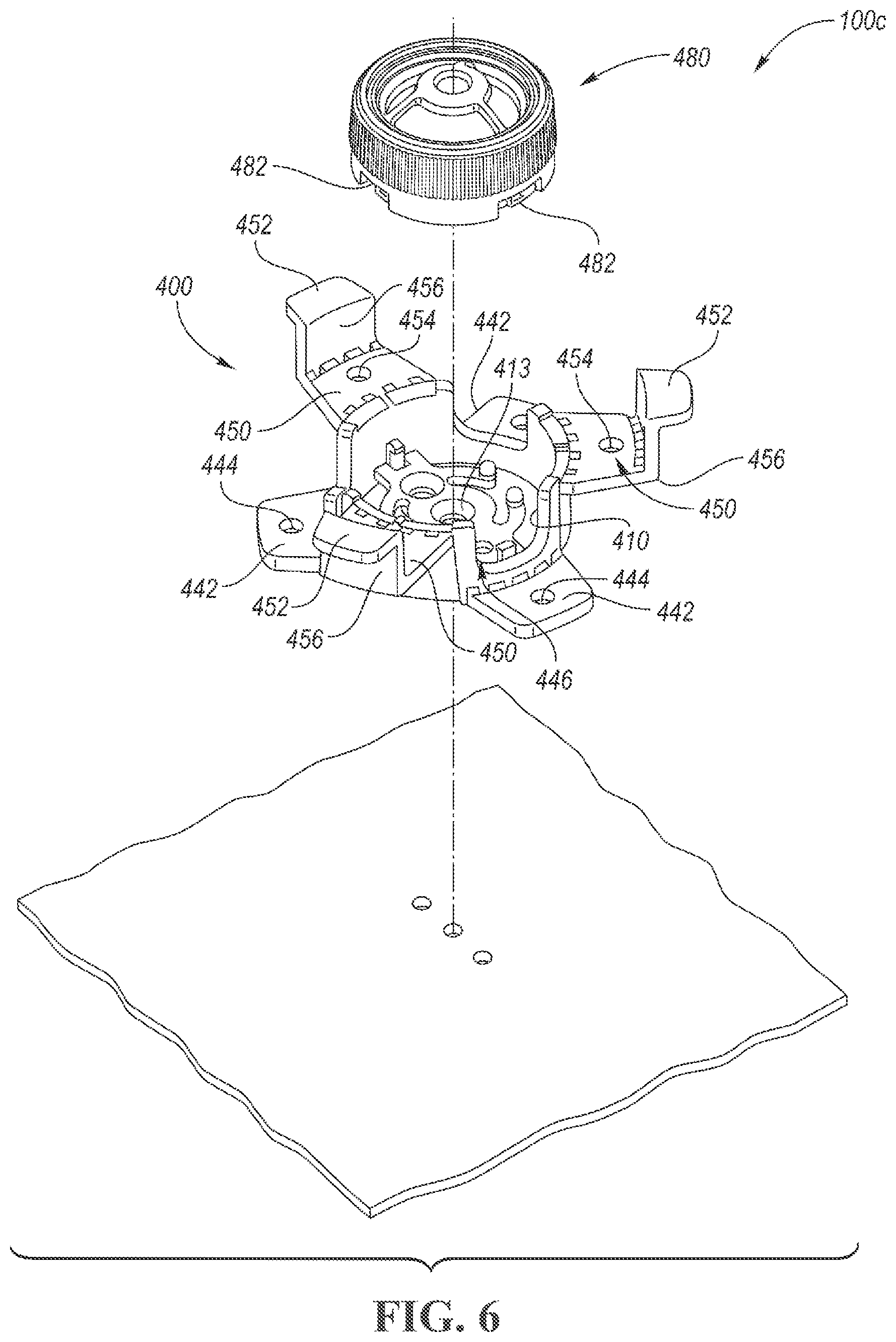 Patent US11780378 Figure 6 – Tweeter flush, surface, and starfish mount installation