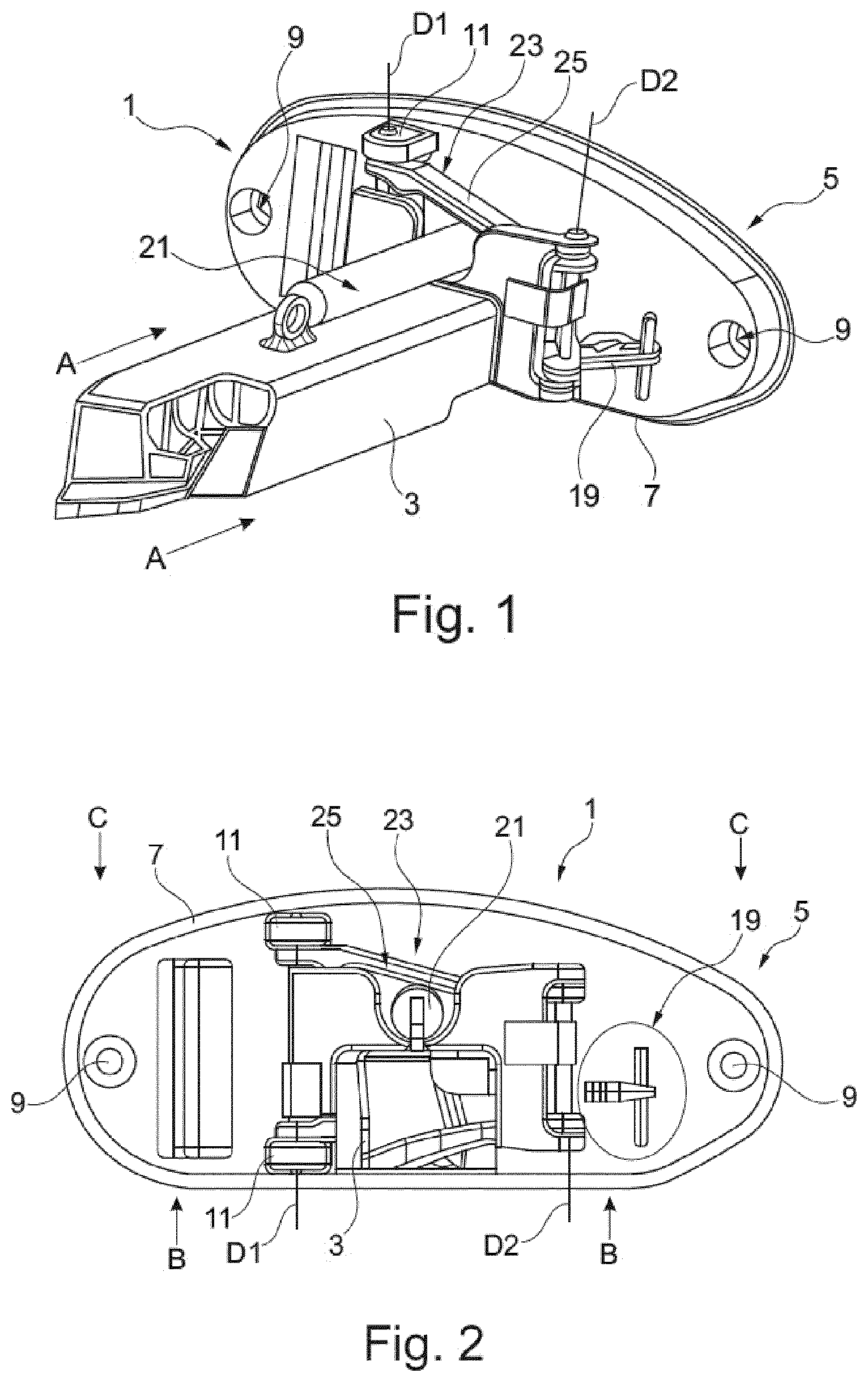 Patent US11780380 Figure 1 – Rear view device and vehicle having such a rear view device