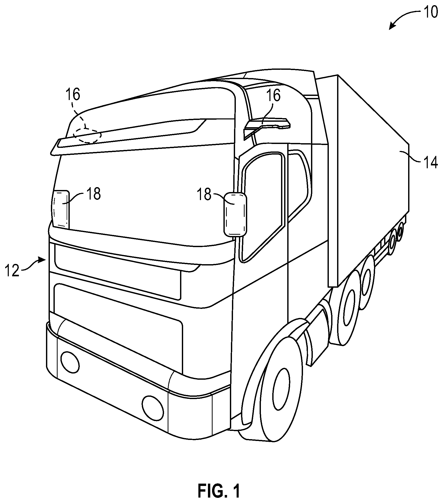 Patent US11780381 Figure 1 – Mirror replacement system with camera anti-soiling feature