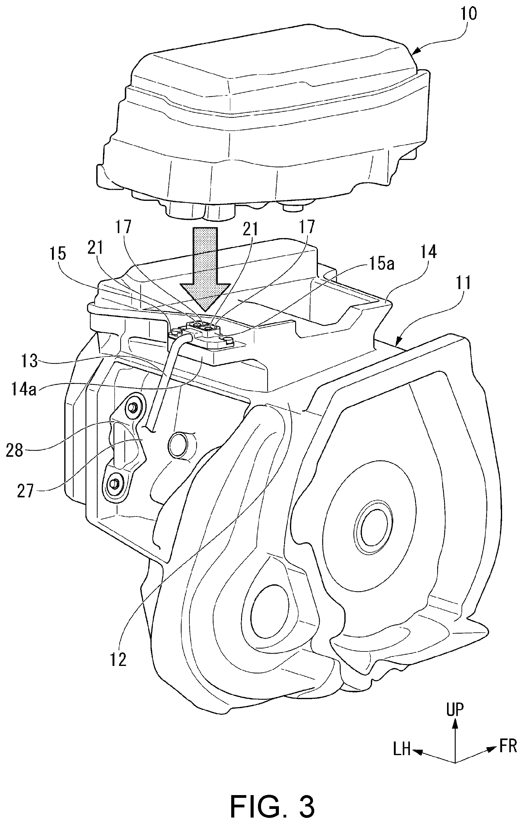Patent US11780386 Figure 3 – Cable connection structure of power control unit