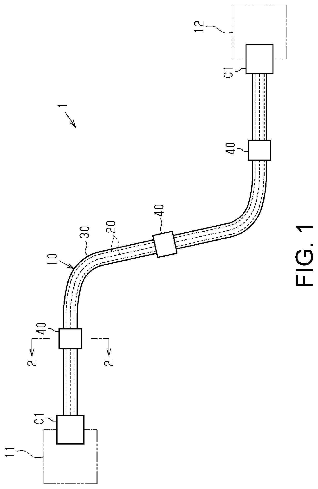 Patent US11780387 — Clamp and clamp-equipped wire harness — Figure 1