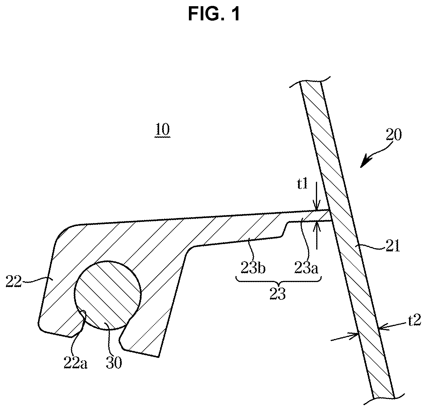 Patent US11780390 Figure 1 – Bumper for vehicle