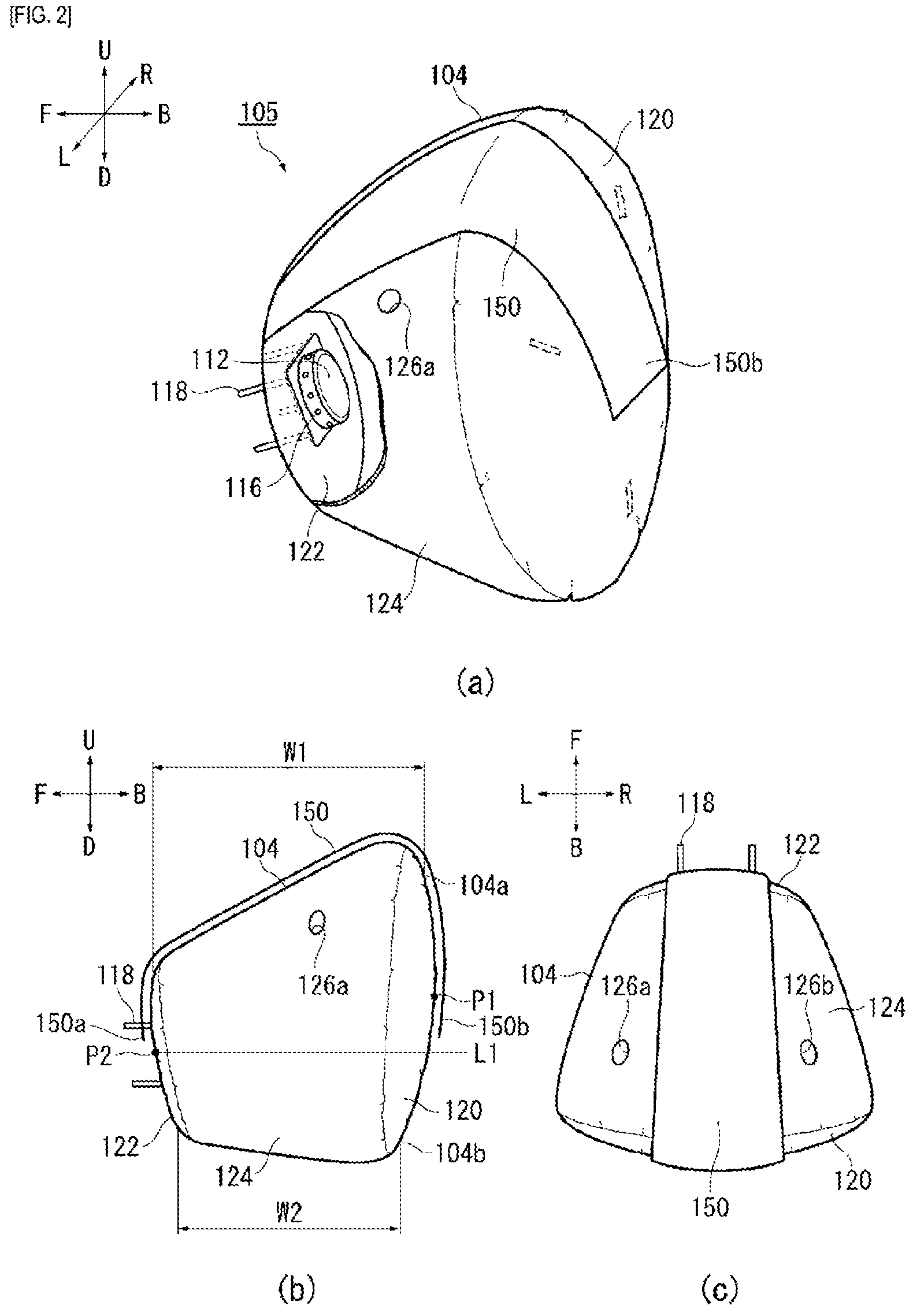Patent US11780395 Figure 2 – Airbag device for driver's seat