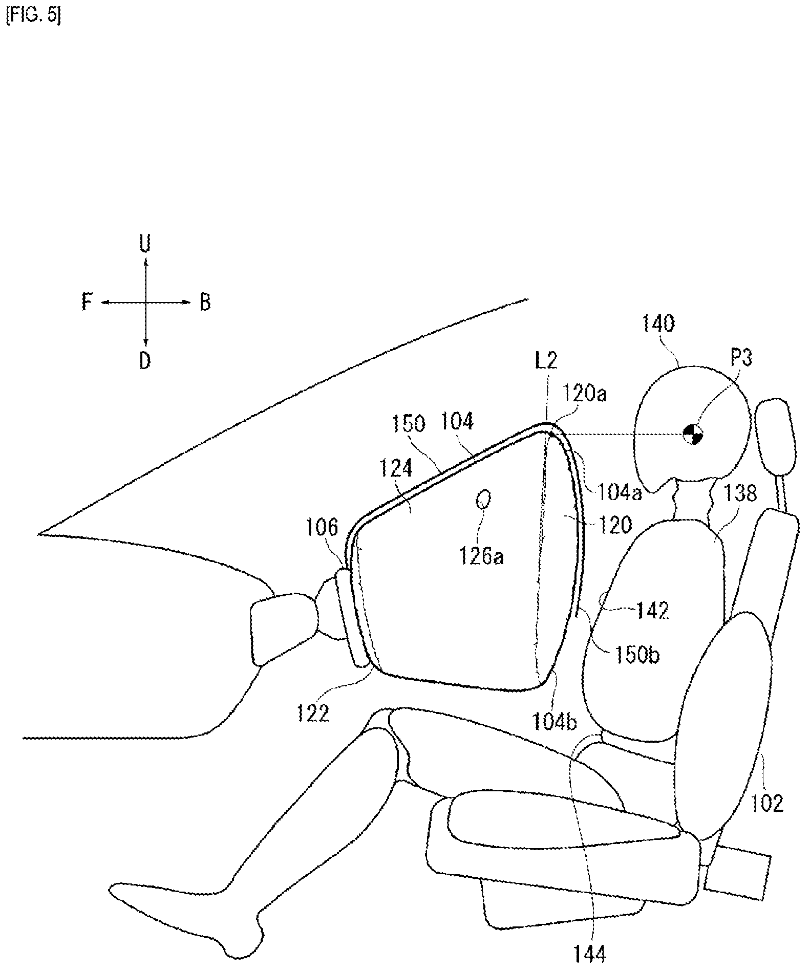 Patent US11780395 Figure 5 – Airbag device for driver's seat