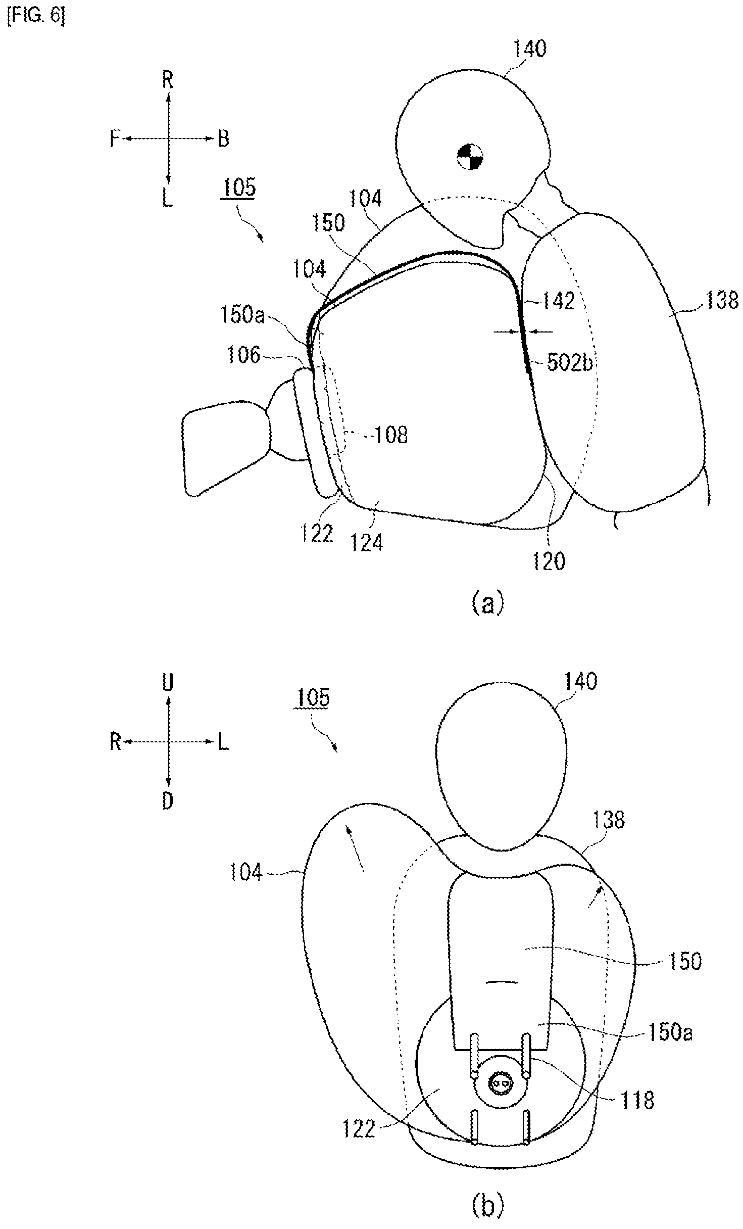 Patent US11780395 Figure 6 – Airbag device for driver's seat
