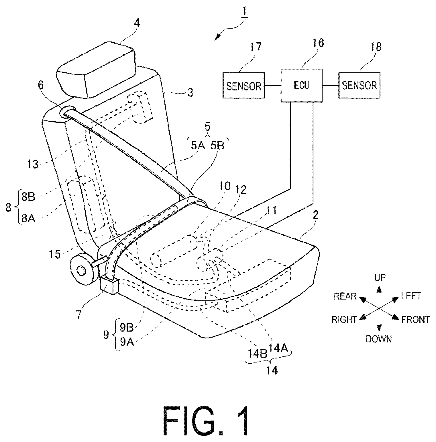 Patent US11780397 Figure 1 – Airbag device