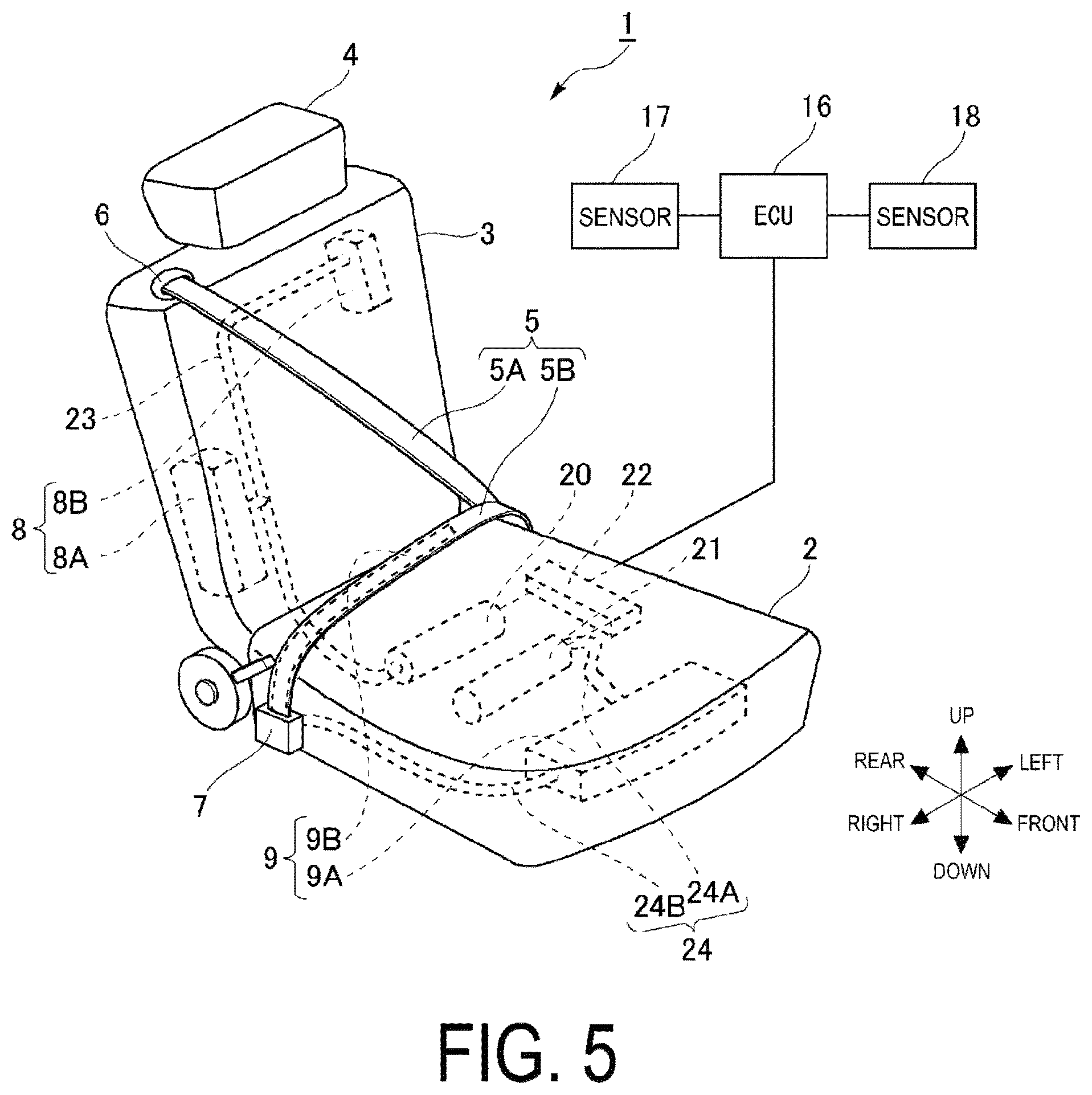 Patent US11780397 Figure 5 – Airbag device