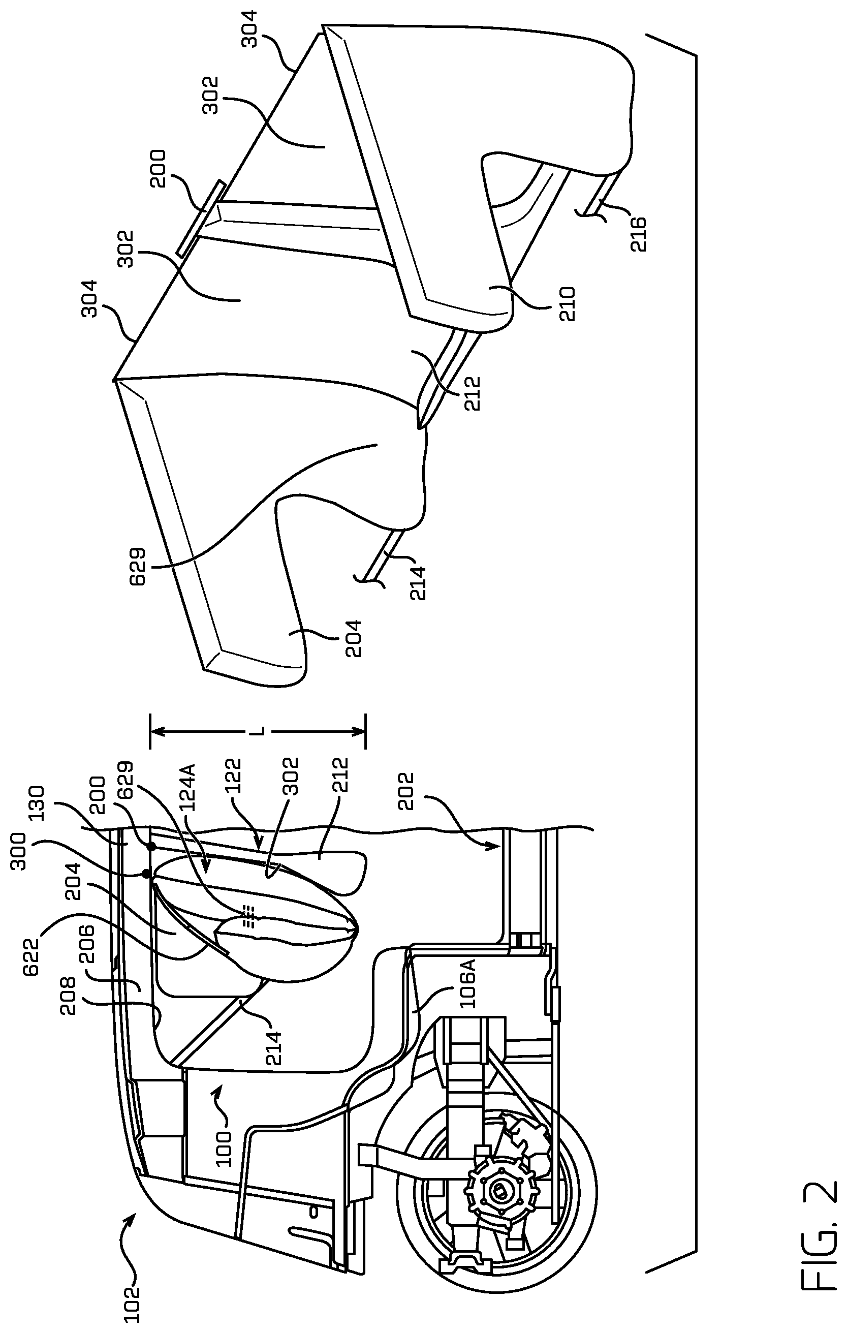 Patent US11780401 Figure 2 – Vehicle occupant protection systems having frictionally engaging tether