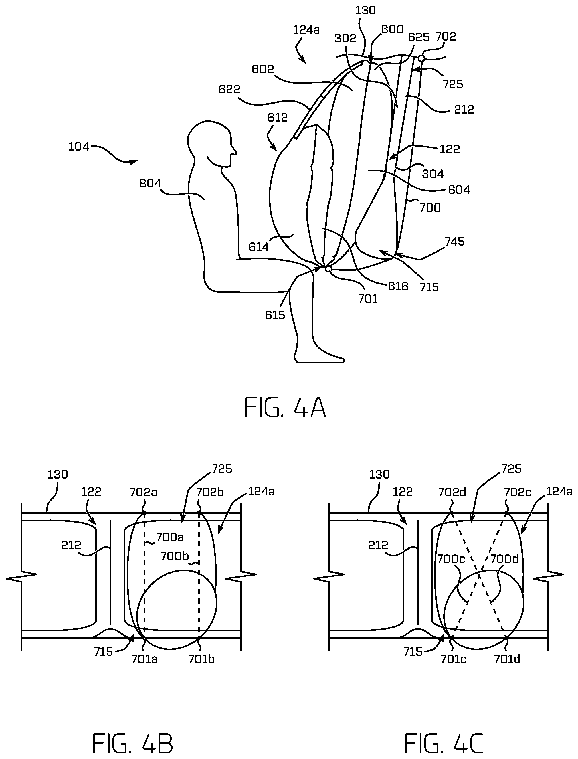 Patent US11780401 Figure 4 – Vehicle occupant protection systems having frictionally engaging tether