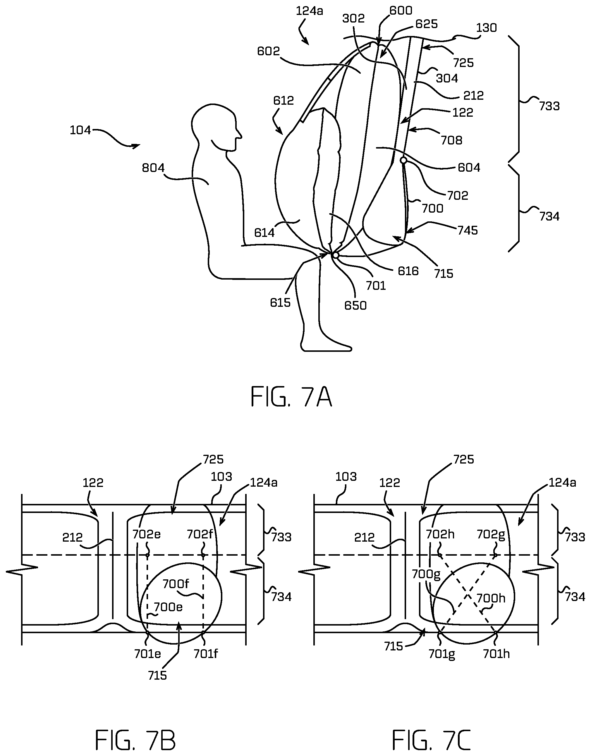 Patent US11780401 Figure 6 – Vehicle occupant protection systems having frictionally engaging tether