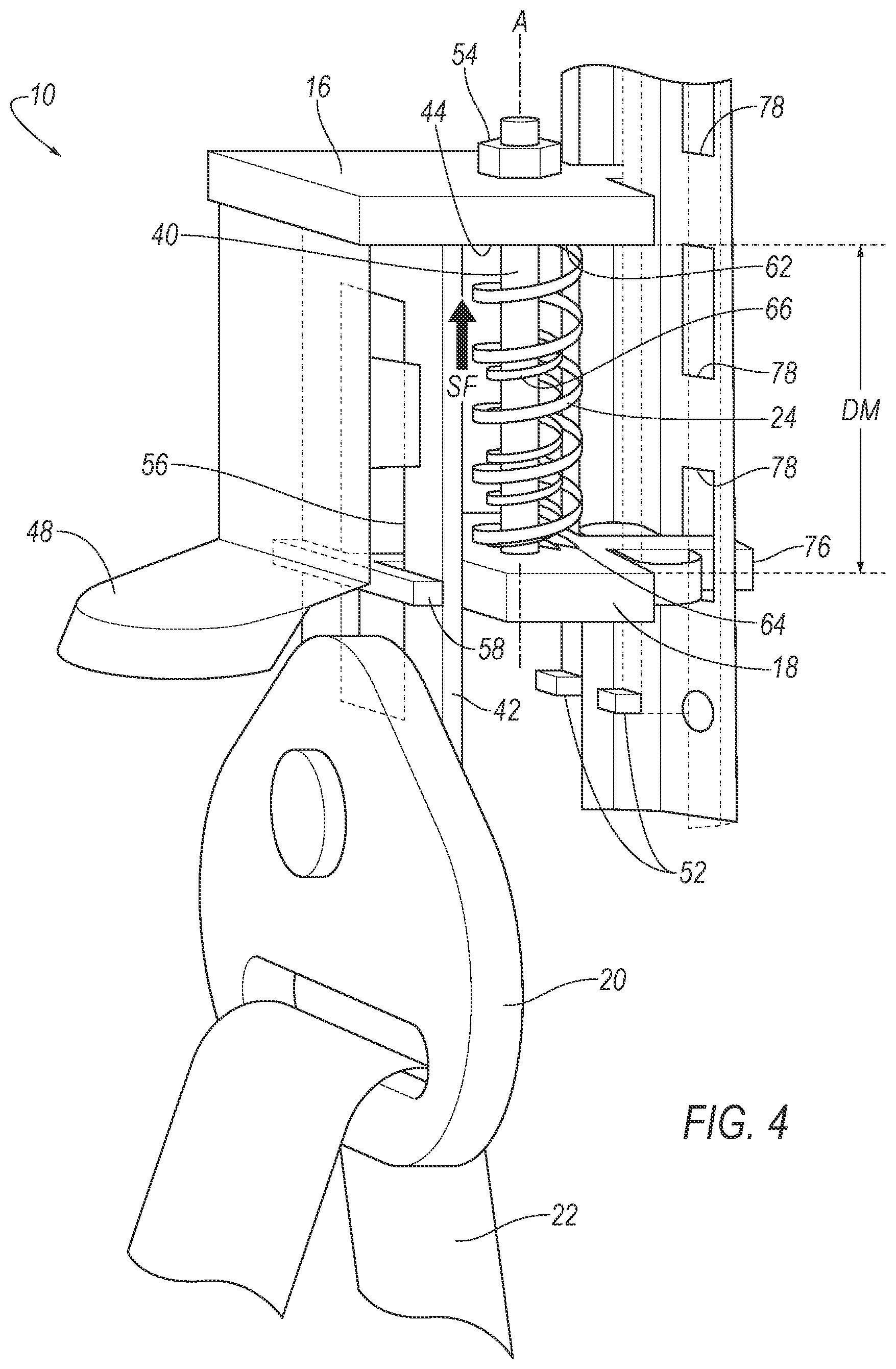 Patent US11780404 Figure 4 – Seatbelt assembly