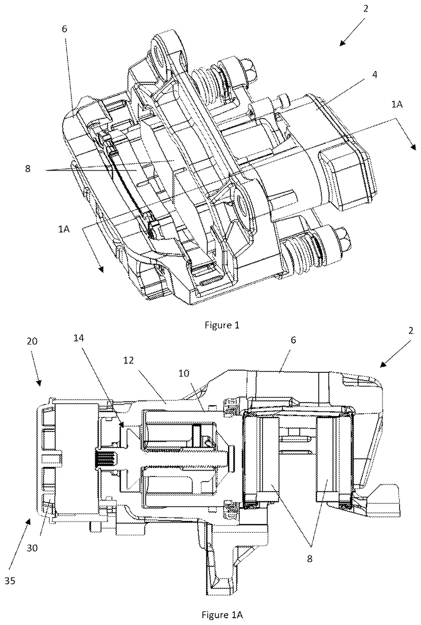 Patent US11780419 Figure 1 – Electric park brake with electromagnetic brake