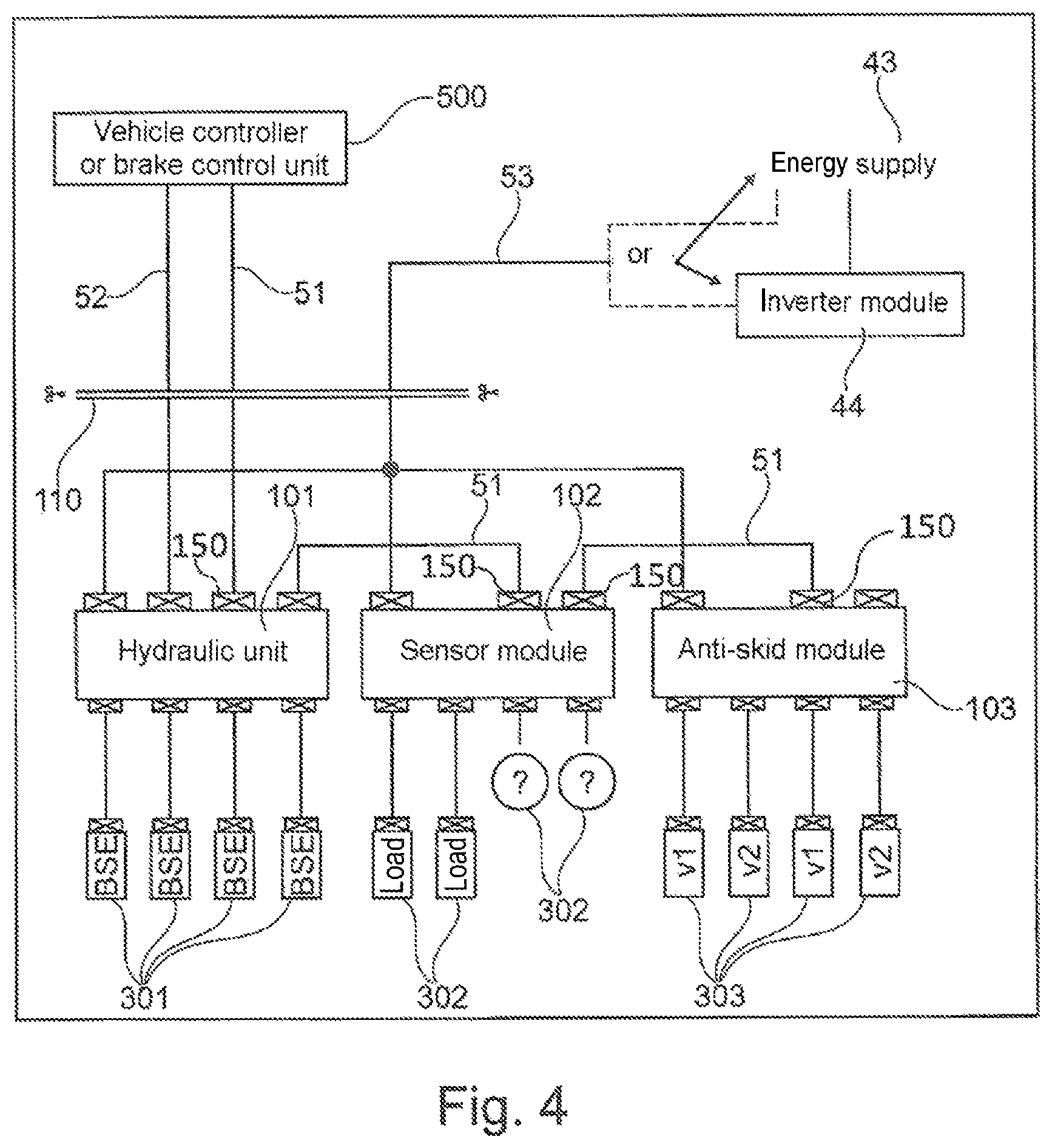 Patent US11780420 Figure 4 – Modular hydraulic braking system and a method for data transmission for a rail vehicle