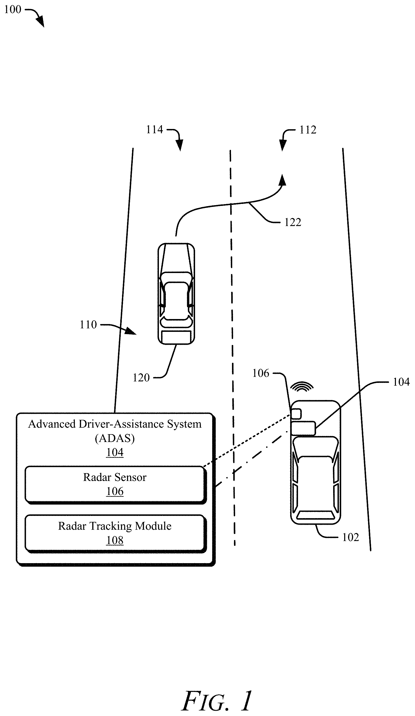 Patent US11780429 Figure 1 – Target curvature estimation considering vehicle dynamics