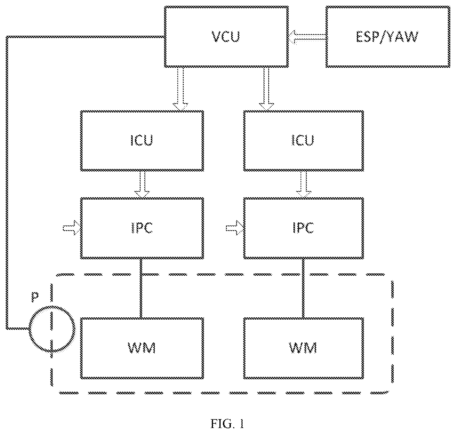 Patent US11780447 Figure 1 – Torque vector distribution system for hub motor driving system