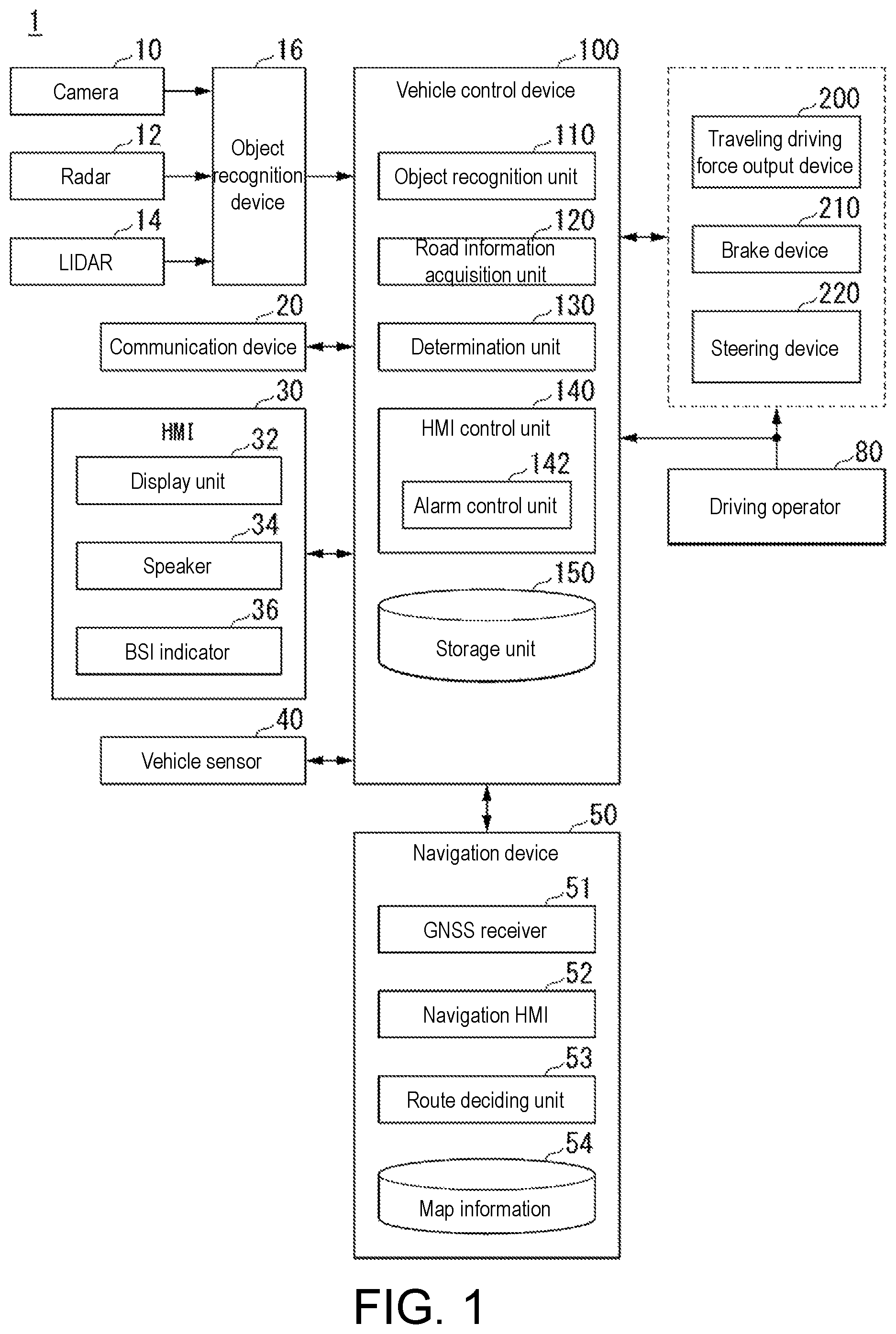 Patent US11780455 Figure 1 – Vehicle control device, vehicle control method, and recording medium