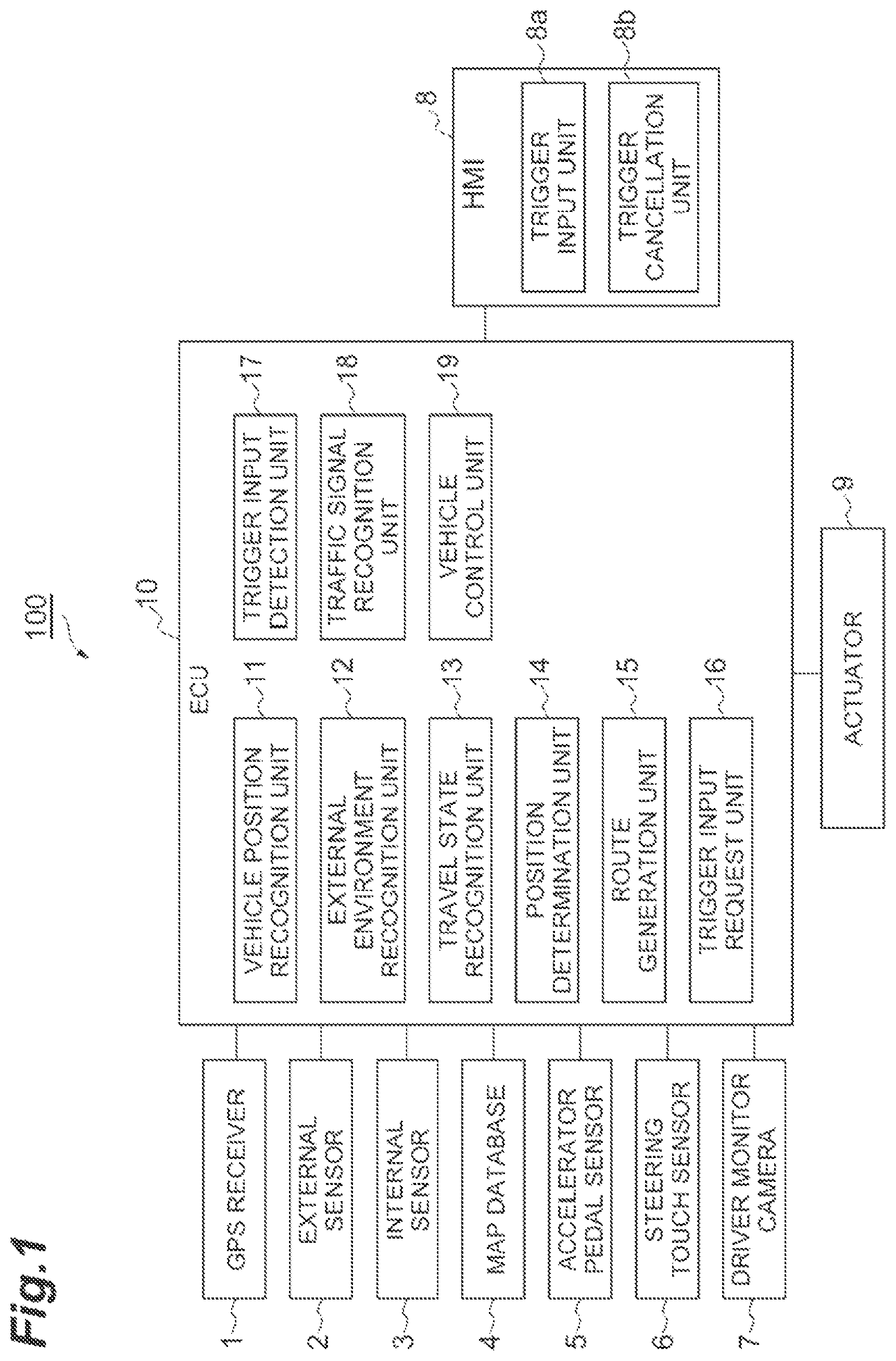 Patent US11780456 Figure 1 – Autonomous driving system and control method of autonomous driving system