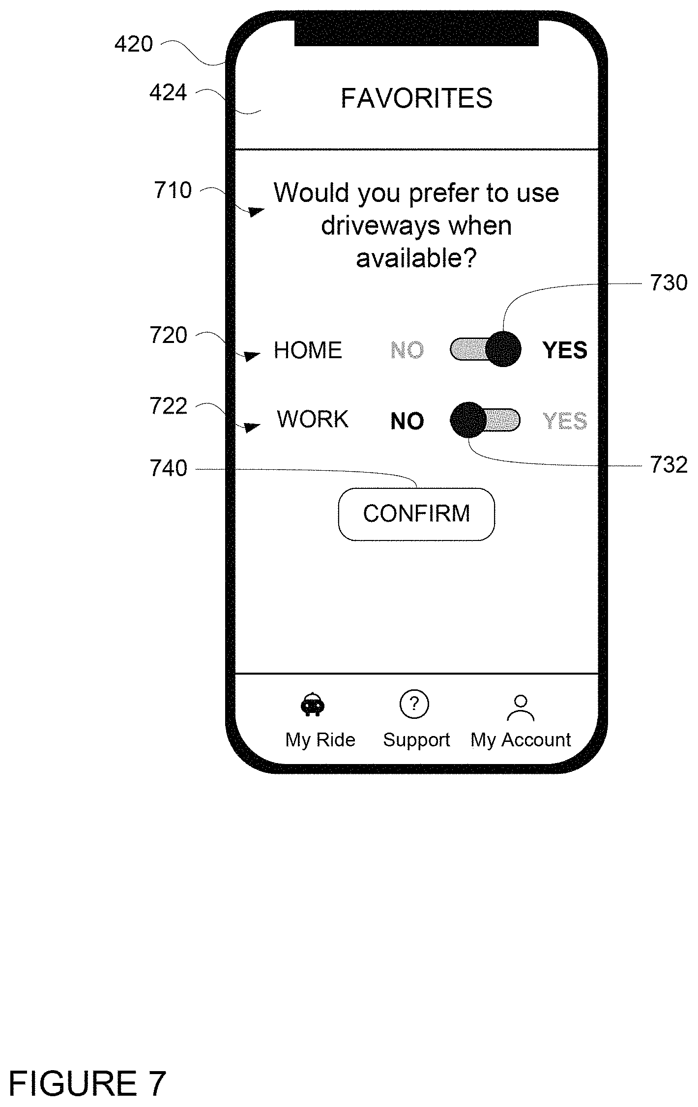 Patent US11780462 Figure 7 – Driveway pullovers for autonomous vehicles