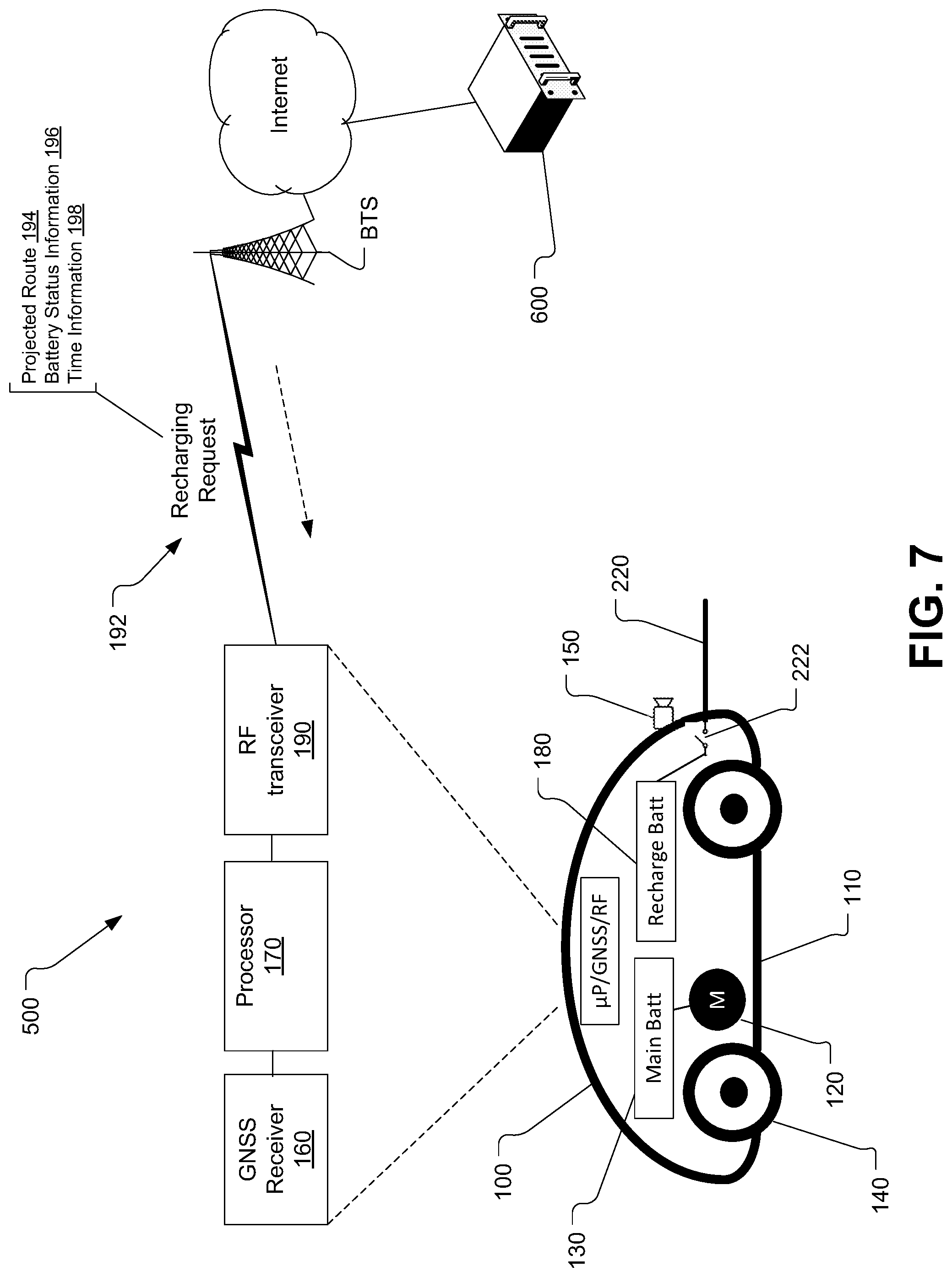 Patent US11780469 Figure 7 – Unmanned autonomous recharging vehicle and system of recharging electric vehicle