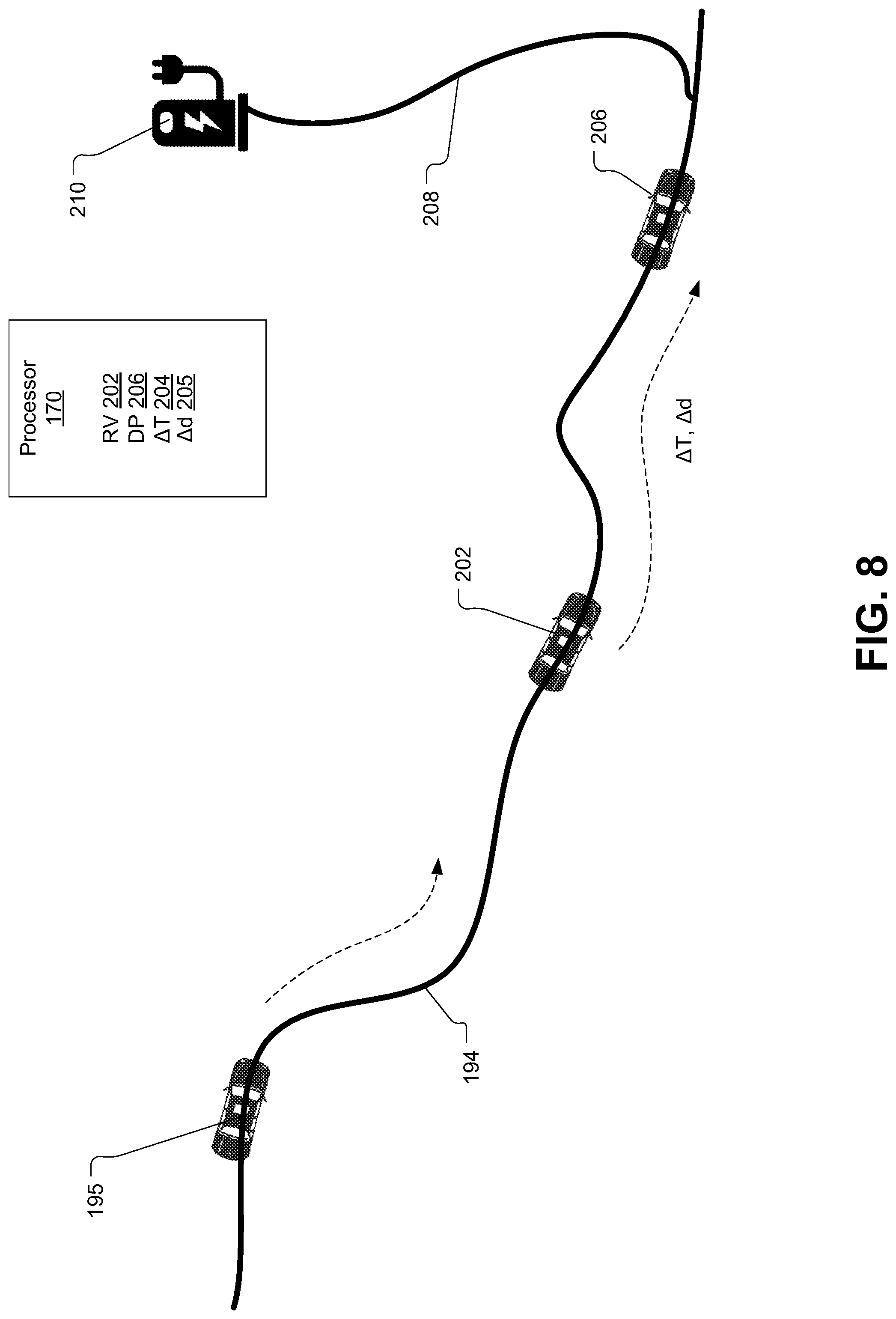 Patent US11780469 Figure 8 – Unmanned autonomous recharging vehicle and system of recharging electric vehicle