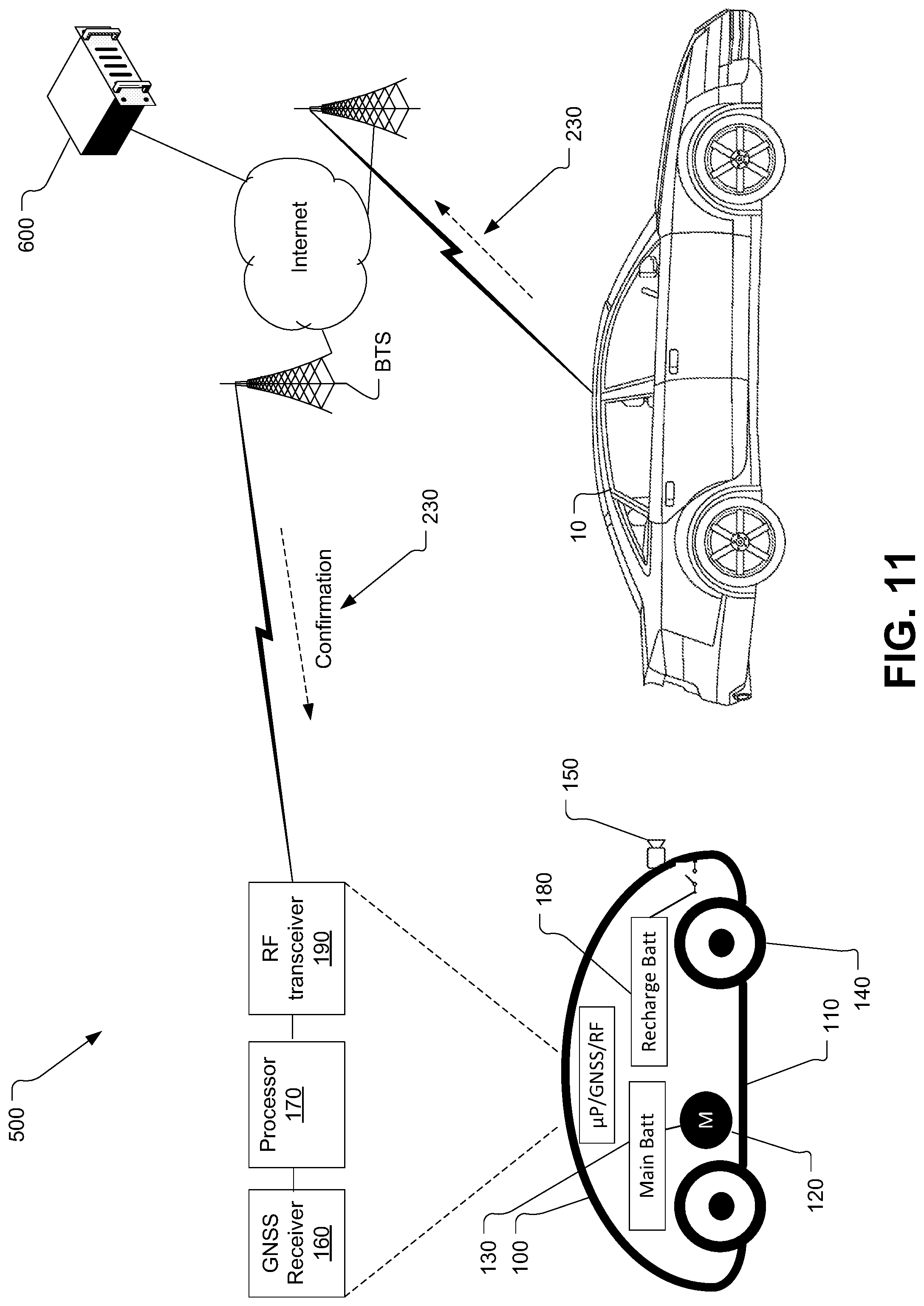 Patent US11780469 Figure 11 – Unmanned autonomous recharging vehicle and system of recharging electric vehicle