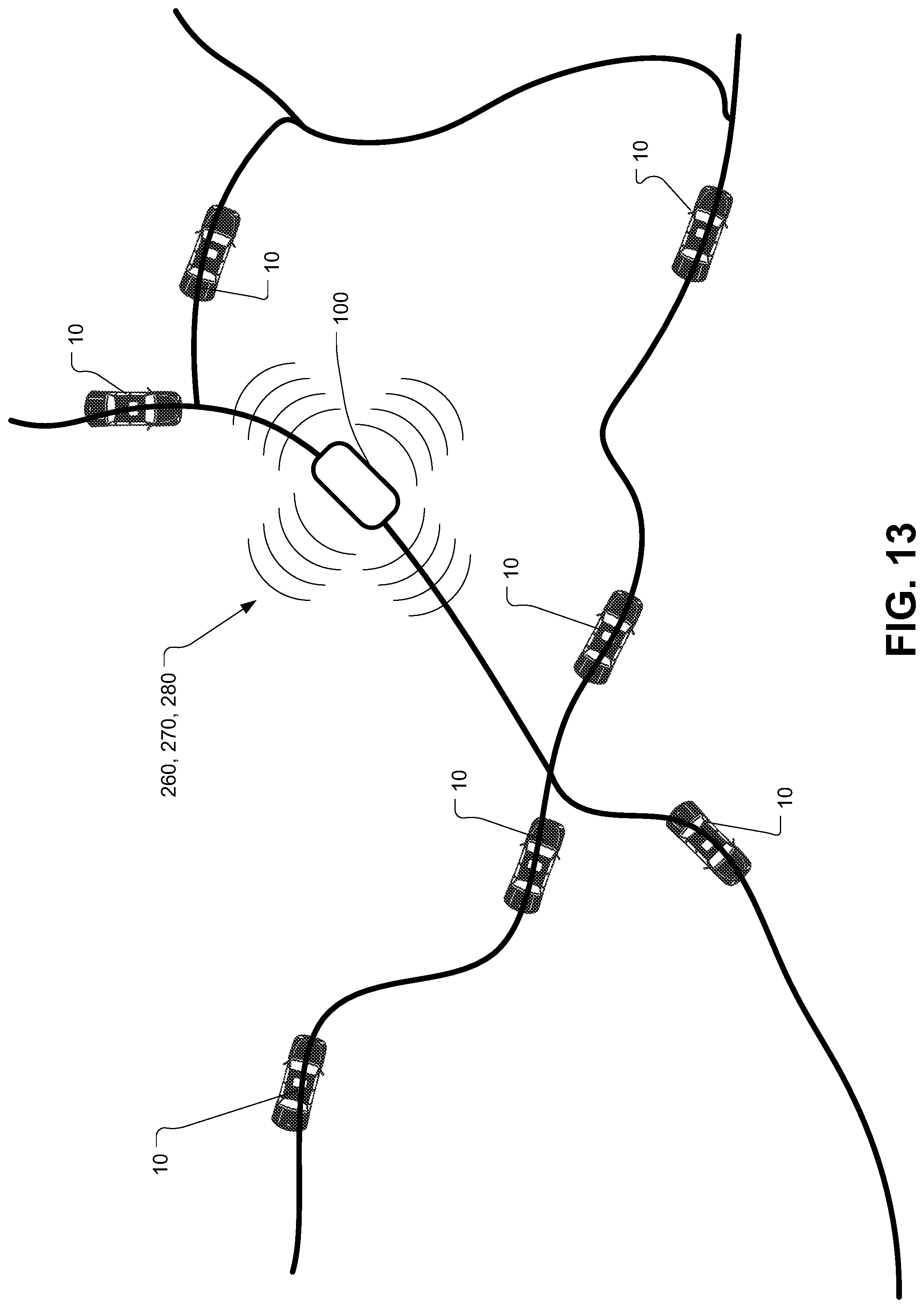 Patent US11780469 Figure 13 – Unmanned autonomous recharging vehicle and system of recharging electric vehicle