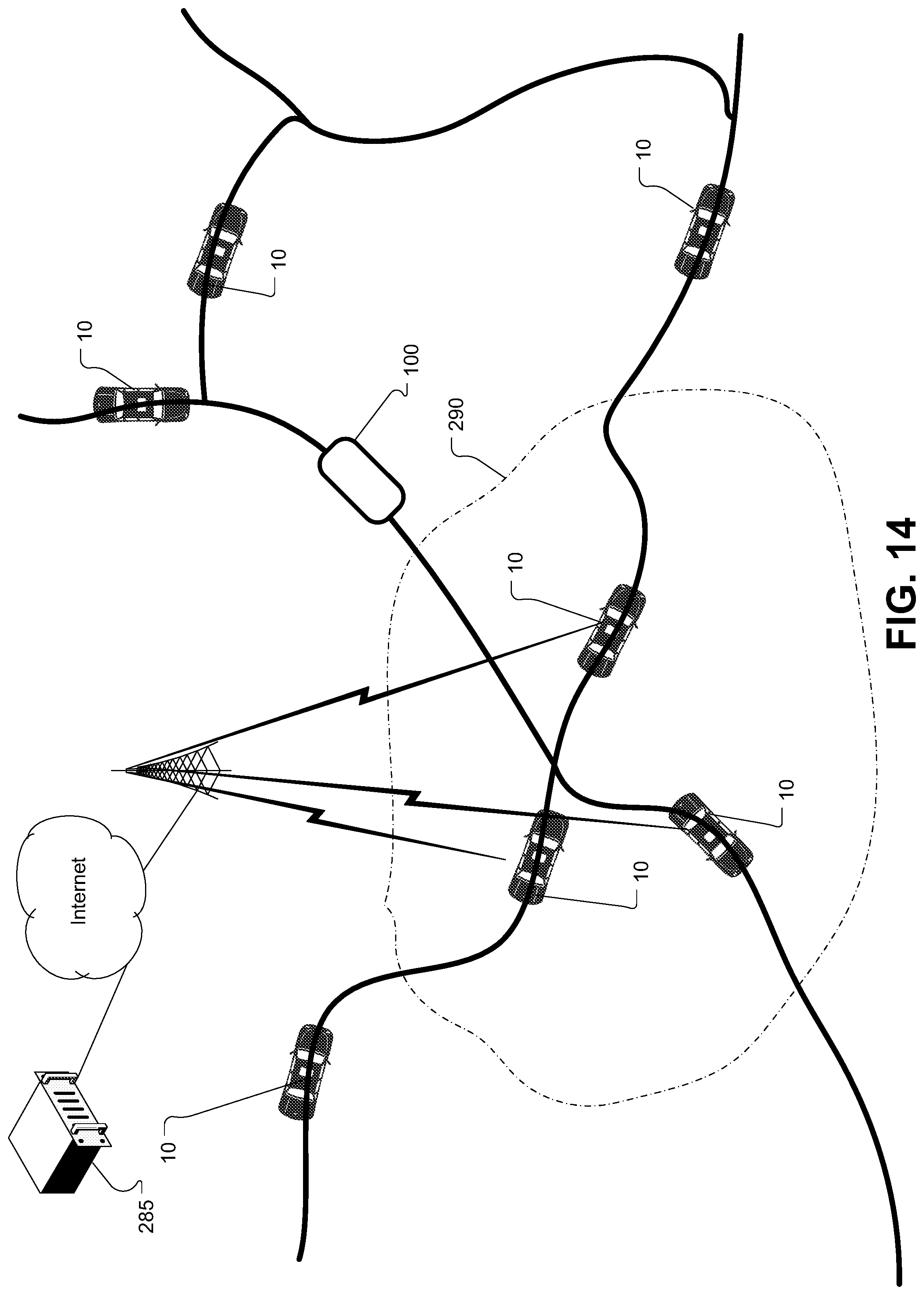 Patent US11780469 Figure 14 – Unmanned autonomous recharging vehicle and system of recharging electric vehicle