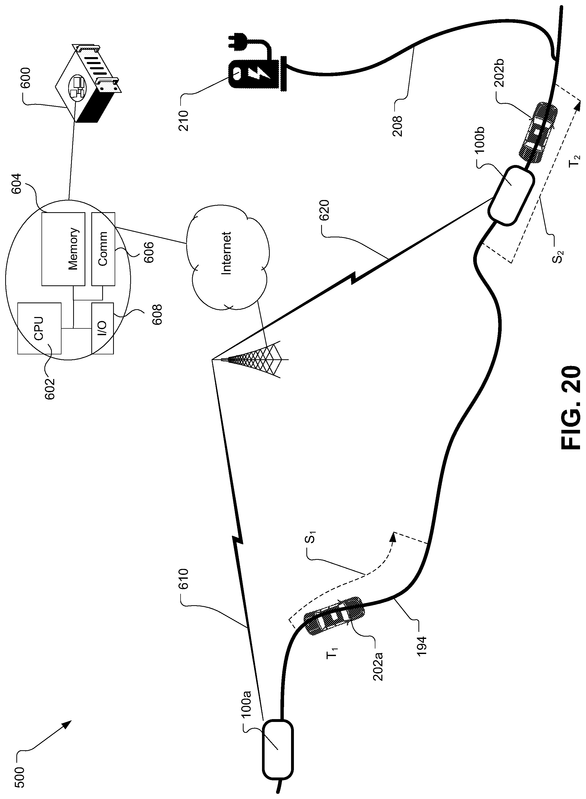 Patent US11780469 Figure 20 – Unmanned autonomous recharging vehicle and system of recharging electric vehicle