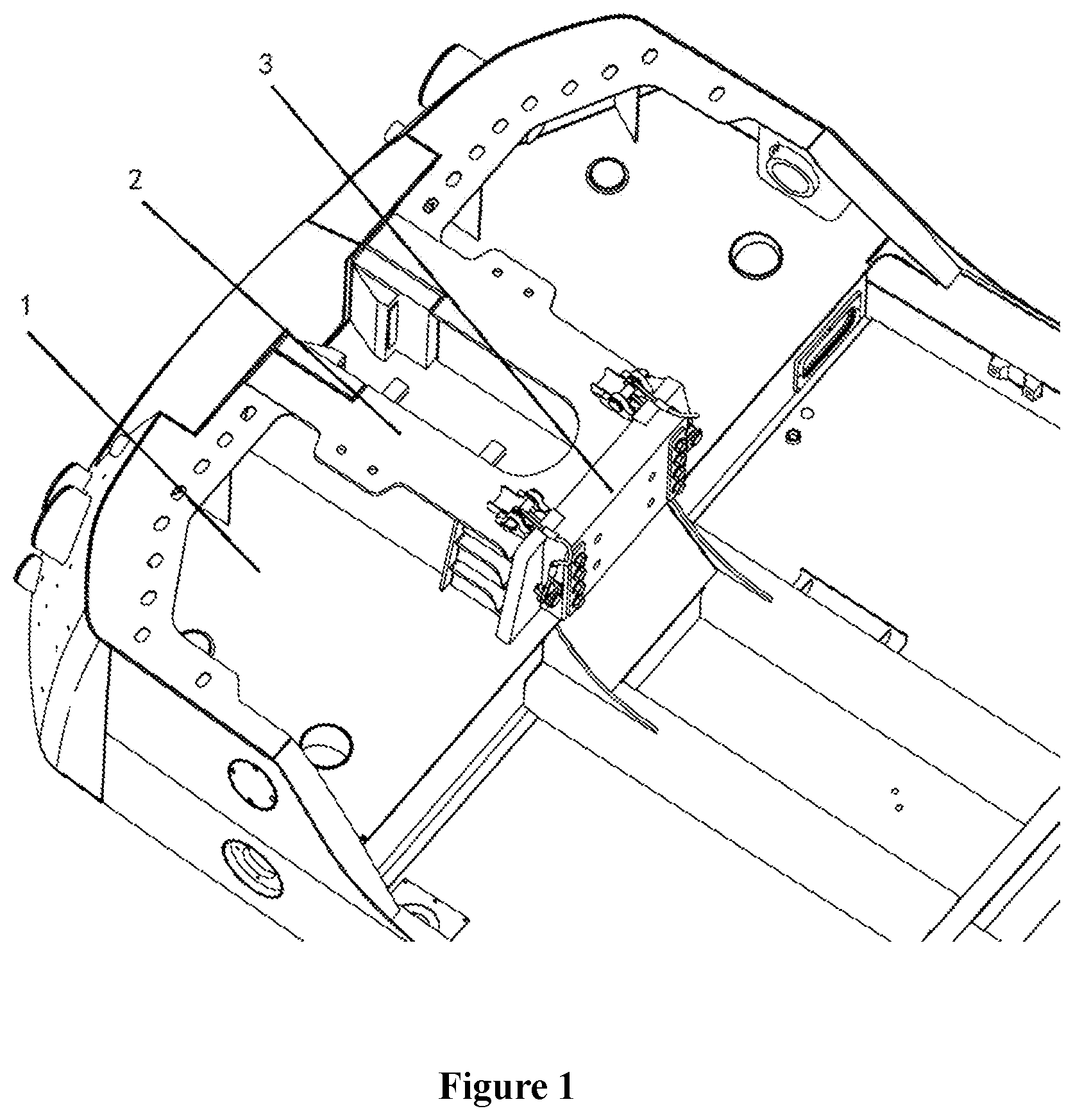 Patent US11780477 Figure 1 – Rail vehicle and coupling box thereof