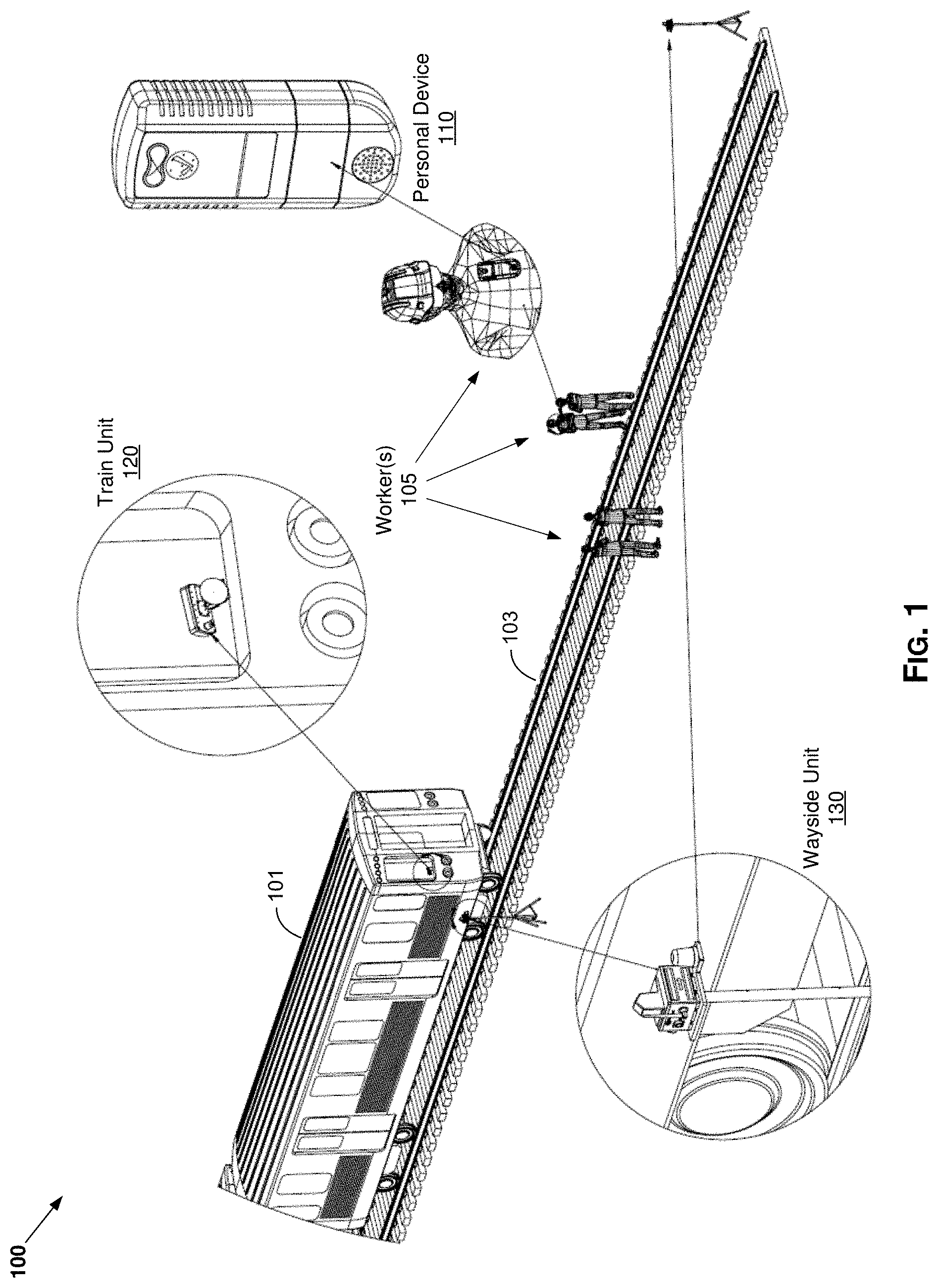 Patent US11780481 Figure 1 – Methods and systems for worker protection system with ultra-wideband (UWB) based anchor network
